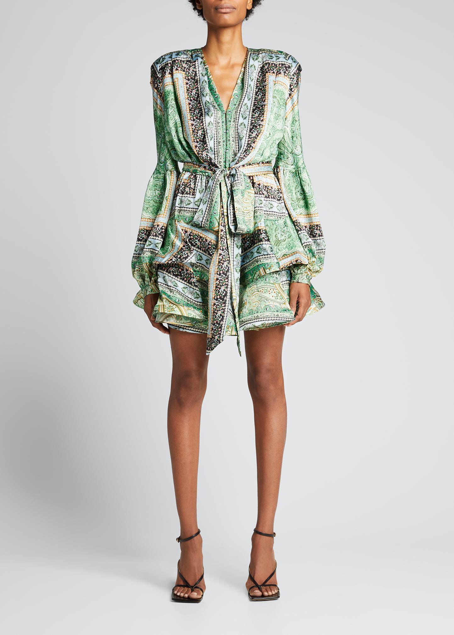 Bronx Banco Bedouin Paisley Long-Sleeve Mini Dress - Bergdorf Goodman