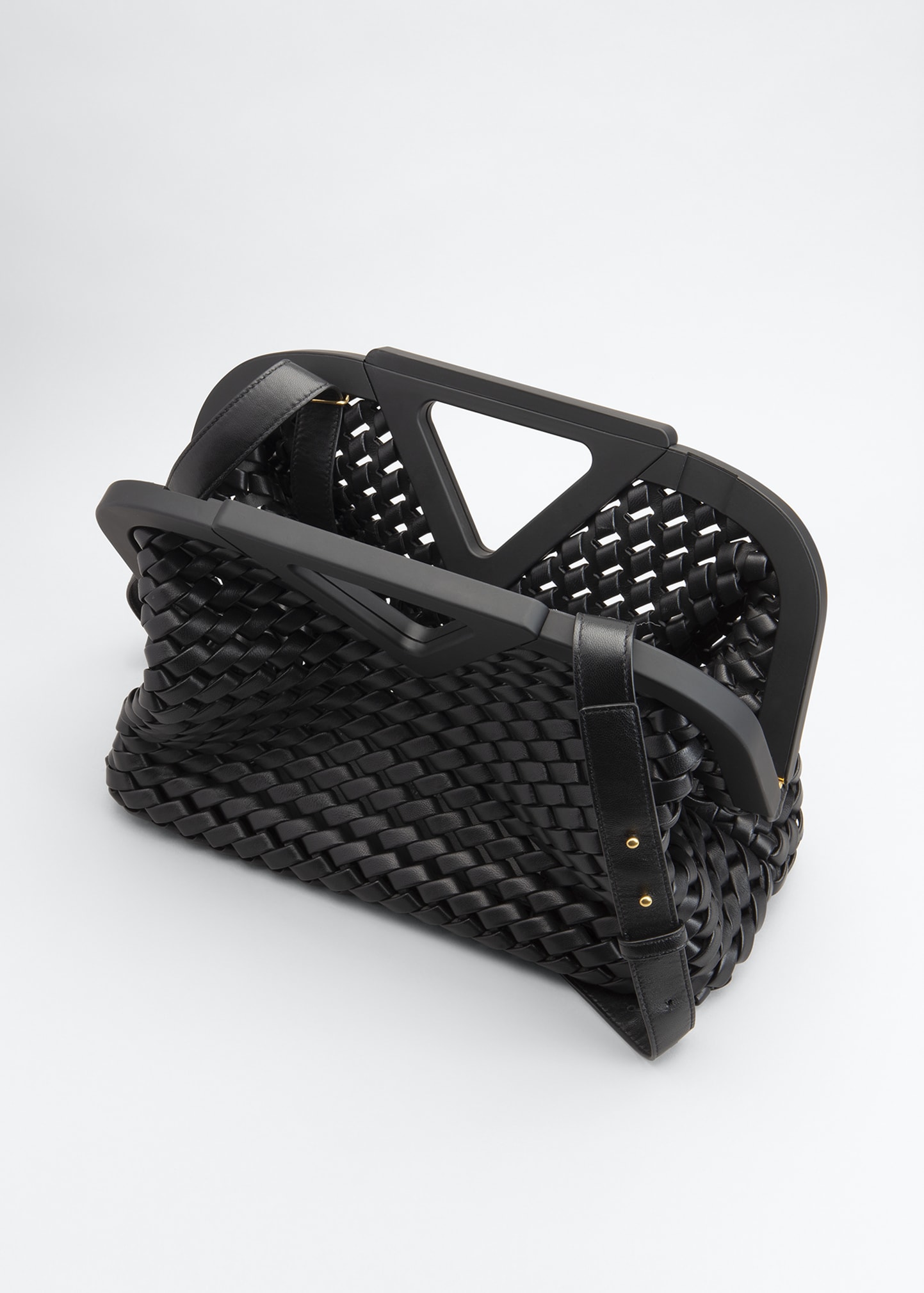 Bottega Veneta Point Slanted Intrecciato Triangle Top Handle Bag