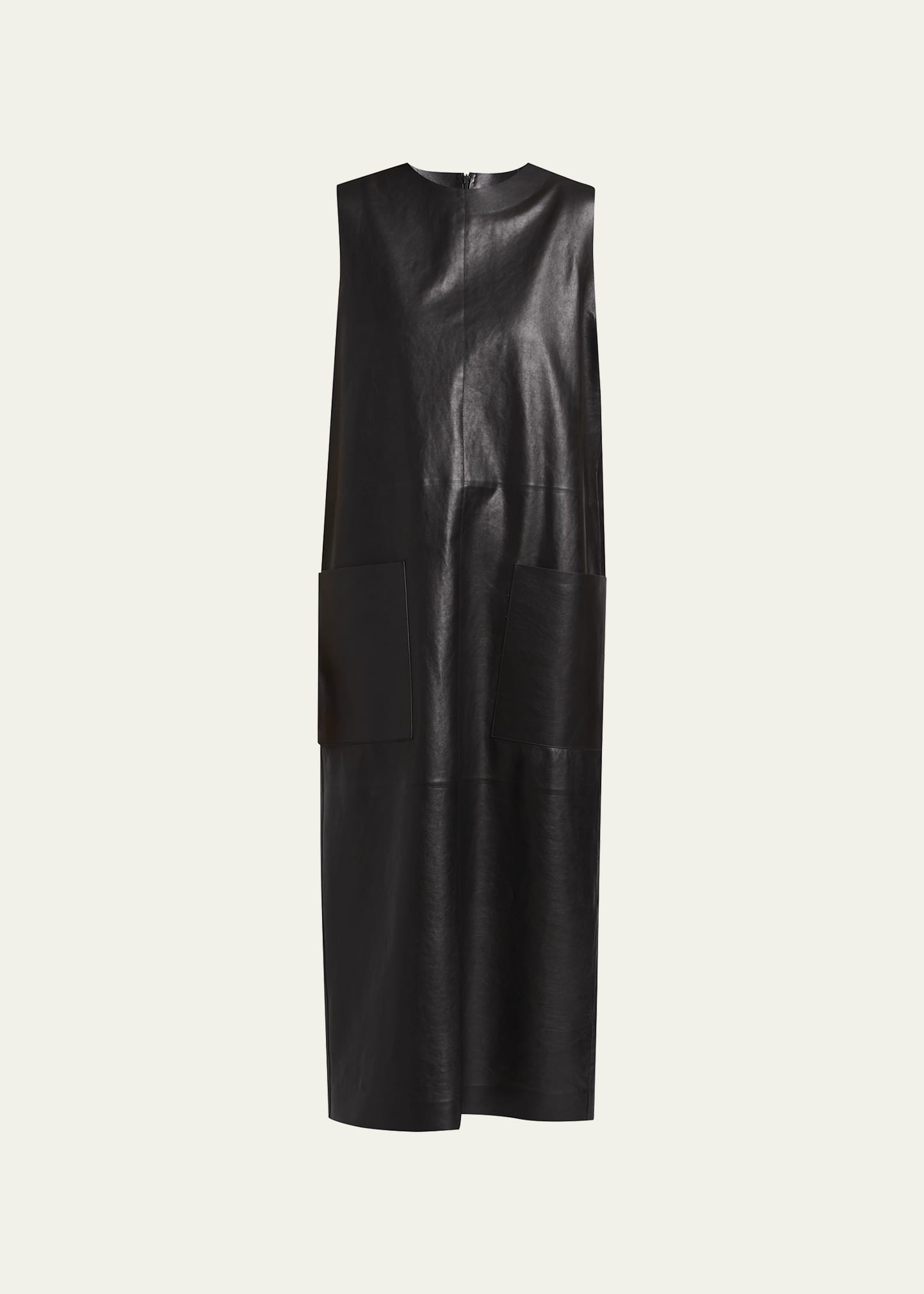THE ROW Worthy Leather Midi Shift Dress - Bergdorf Goodman