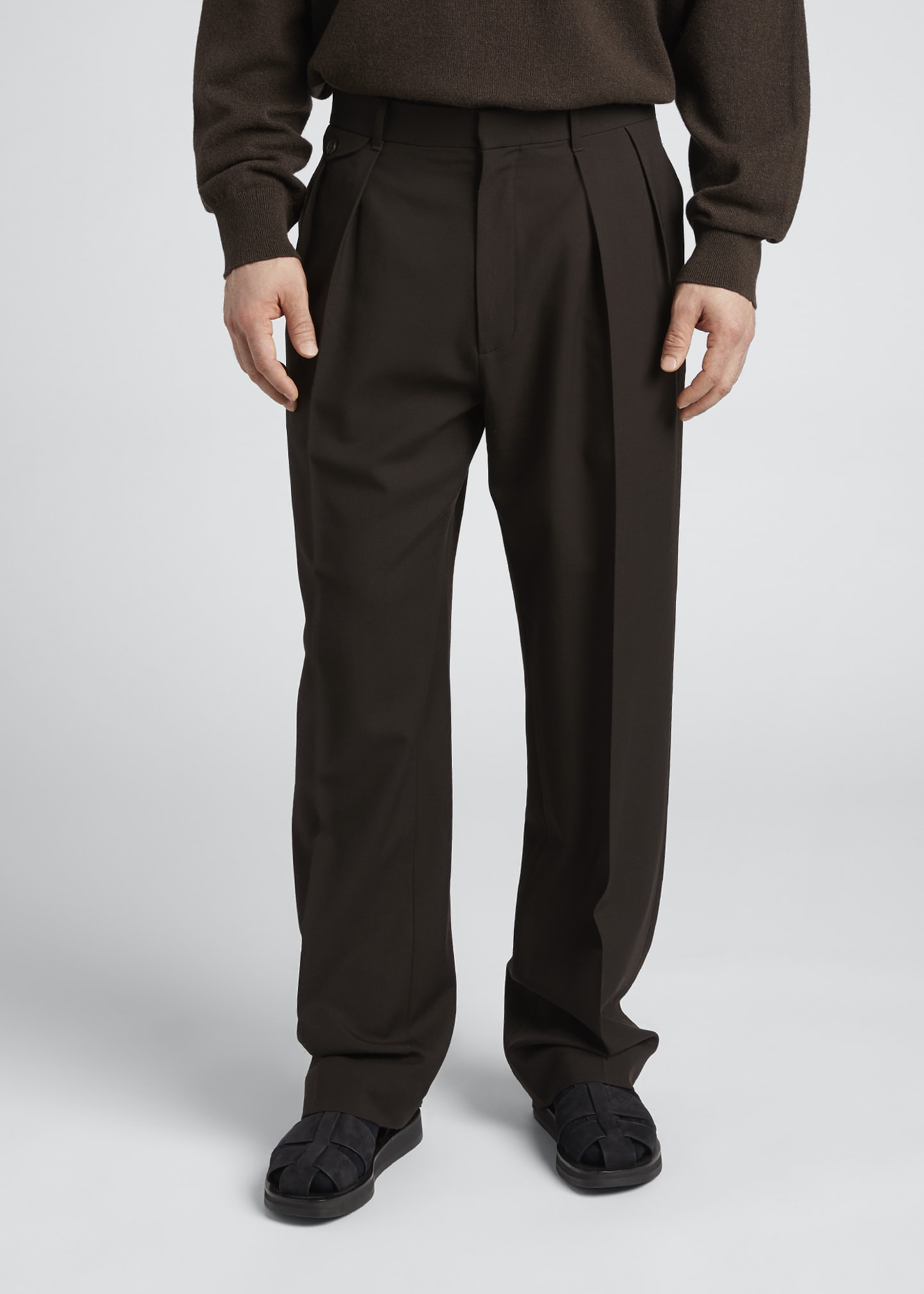 THE ROW Men's Marcello Solid Cotton Pleated Pants - Bergdorf Goodman