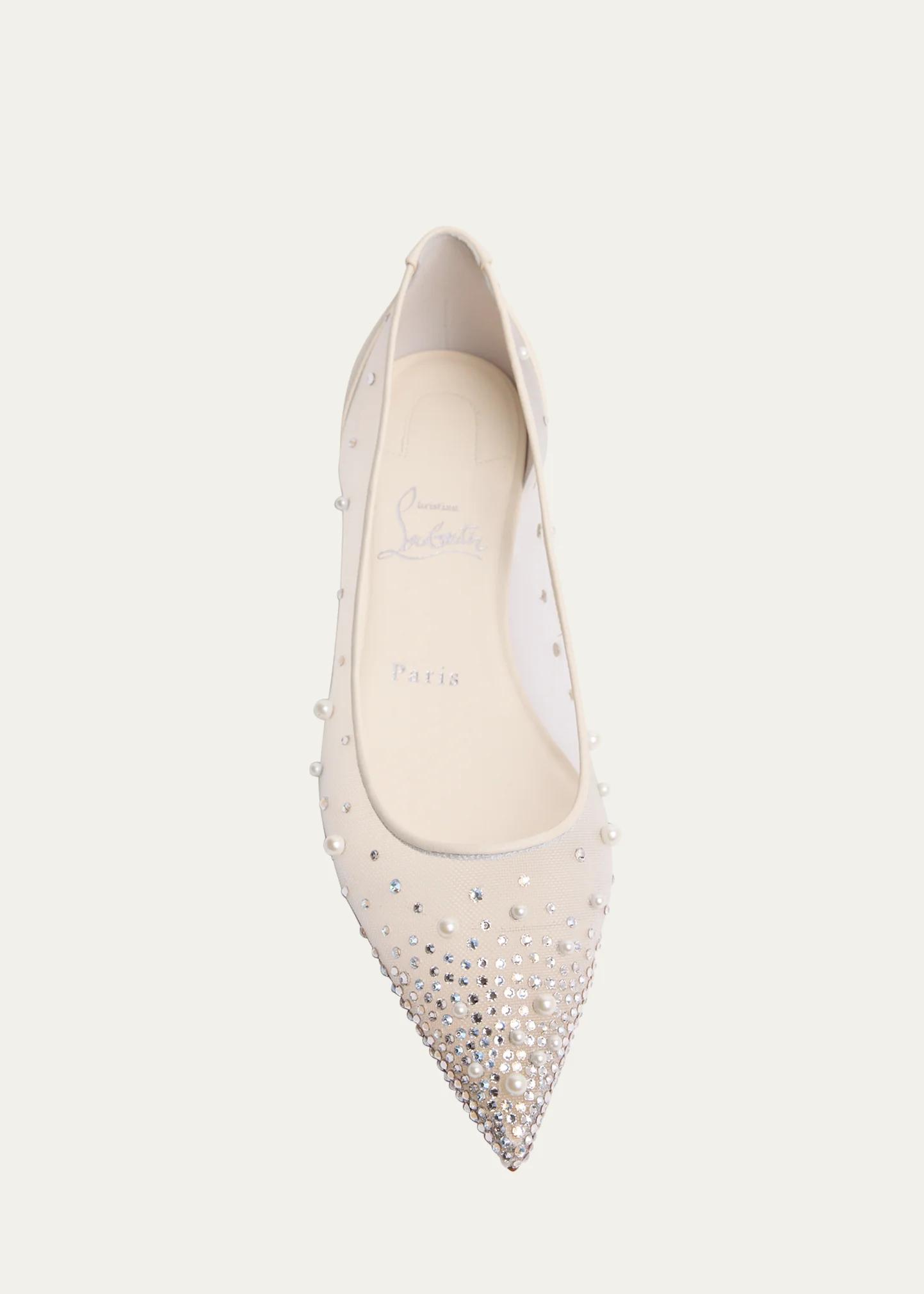 Christian Louboutin Miss Z Degrastra Embellished Mesh Red Sole 