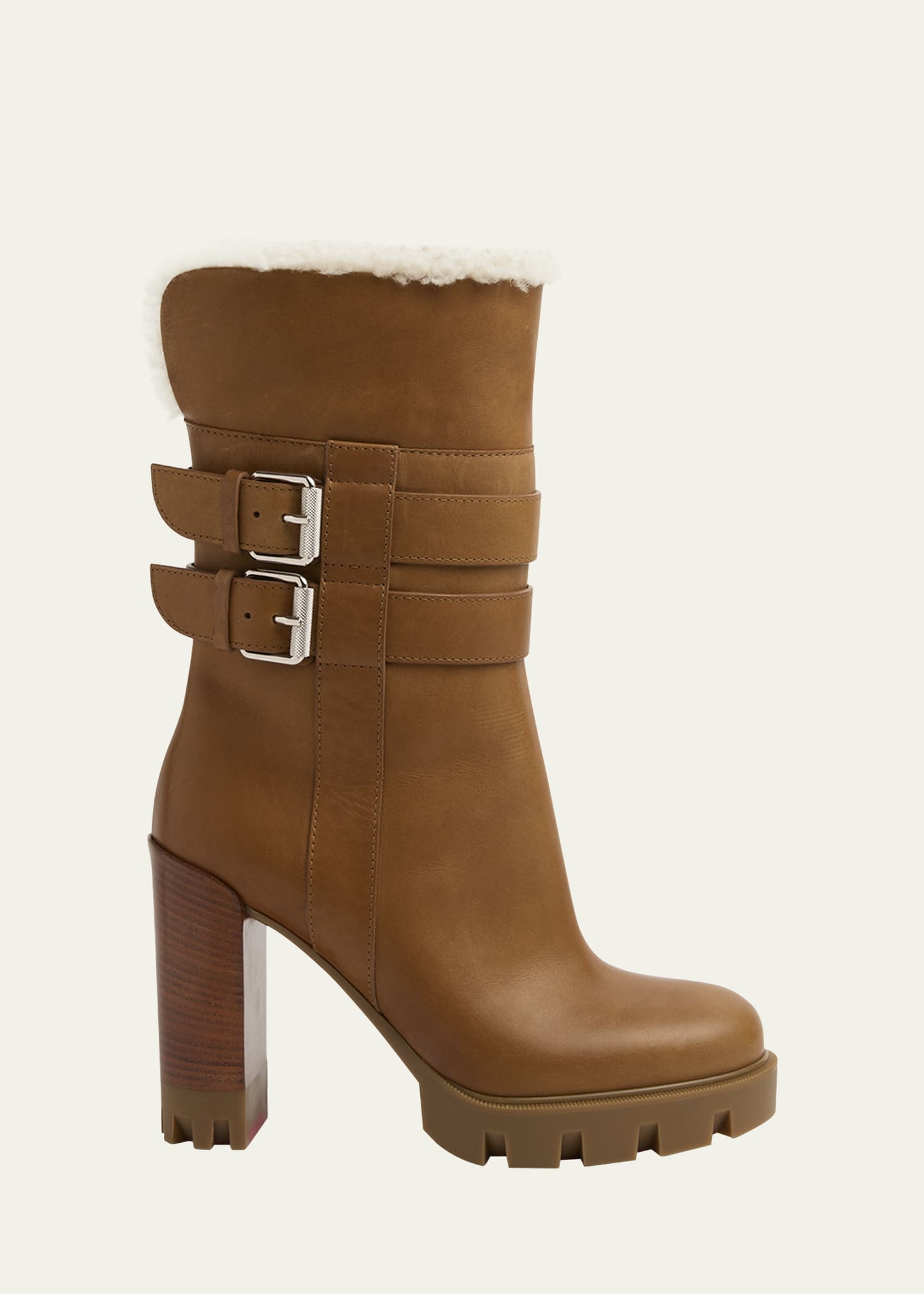 Christian Louboutin 100mm Elisawalk Shearling-Lined Leather