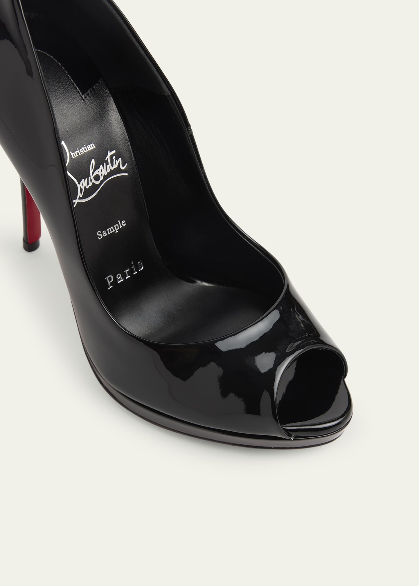 Christian Louboutin 120mm Lady Z Patent Leather Peep-Toe Pumps
