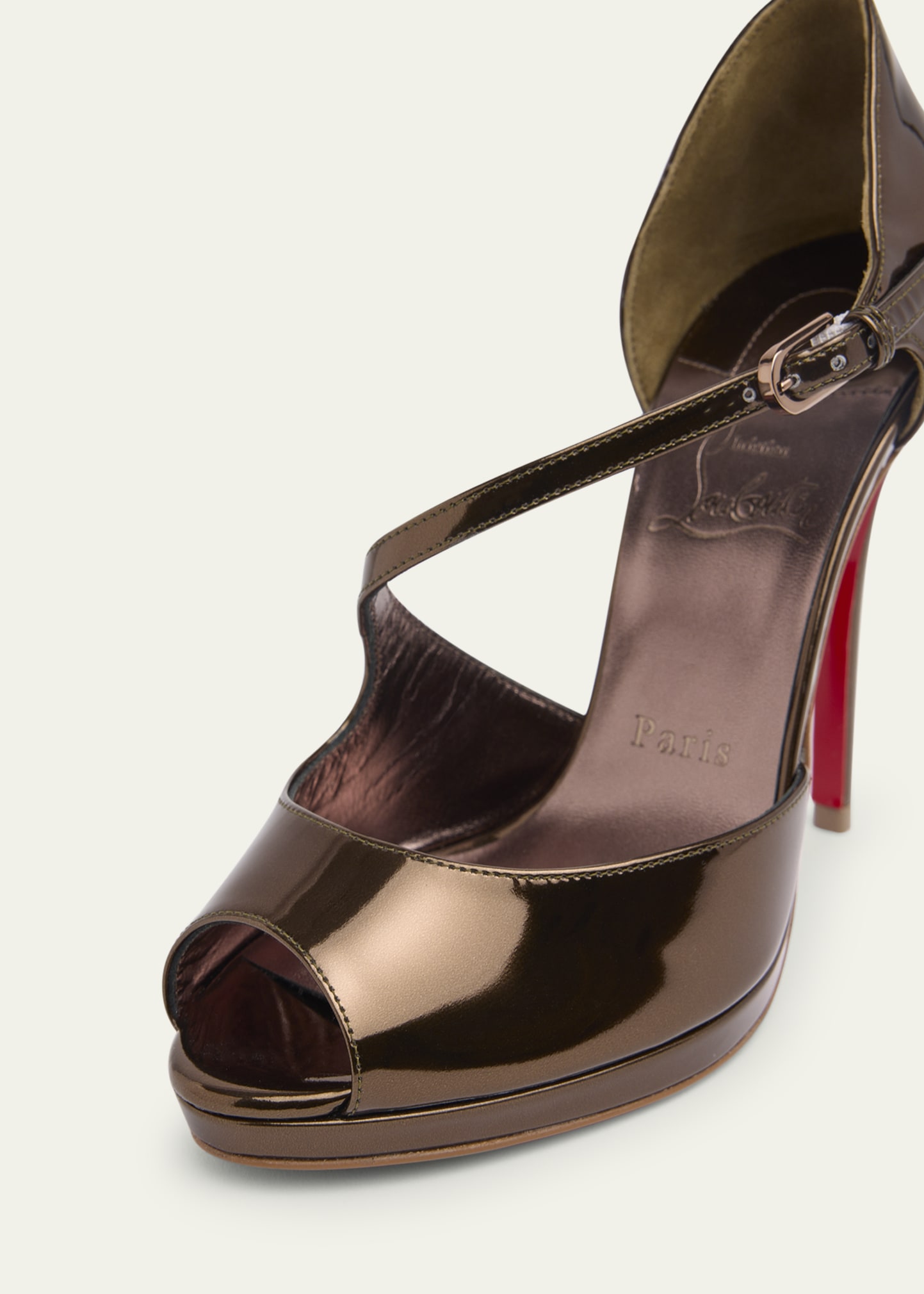 Christian Louboutin 120mm Miss Zigou Metallic Leather Red Sole