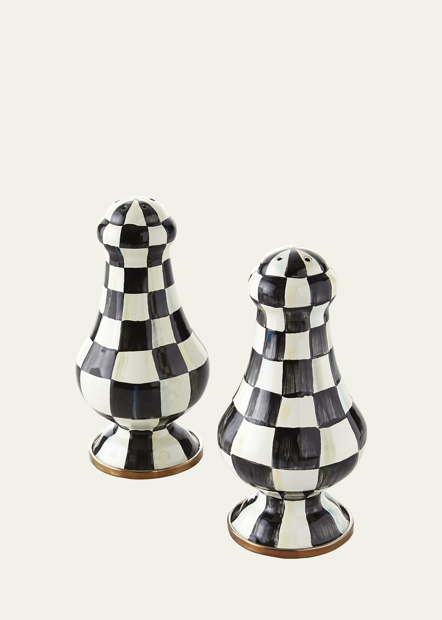 MacKenzie-Childs Courtly Check Enamel Large Salt & Pepper Shakers