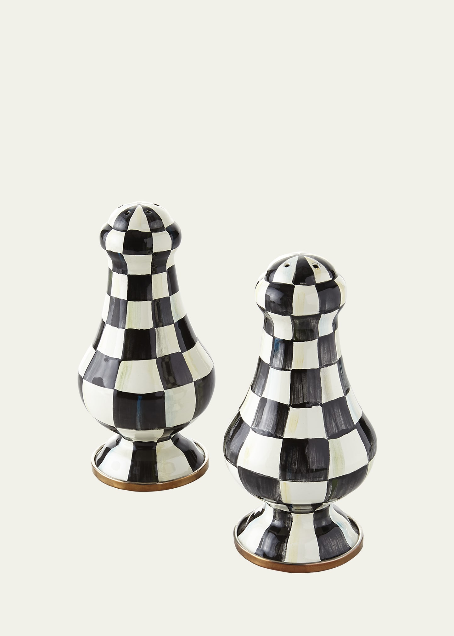 MacKenzie-Childs Courtly Check Enamel Salt & Pepper Shakers Black/White