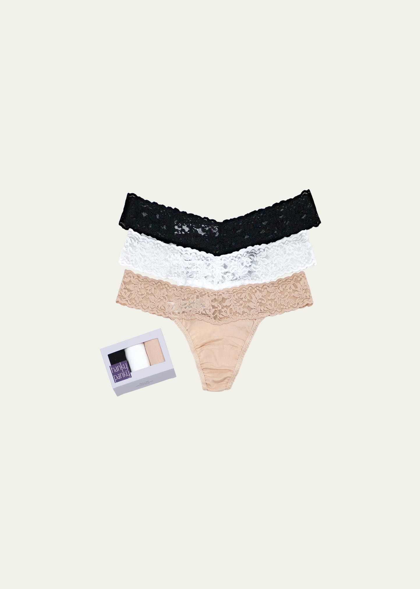 Hanky Panky Three-Pack Low-Rise Organic Cotton Thongs - Bergdorf Goodman