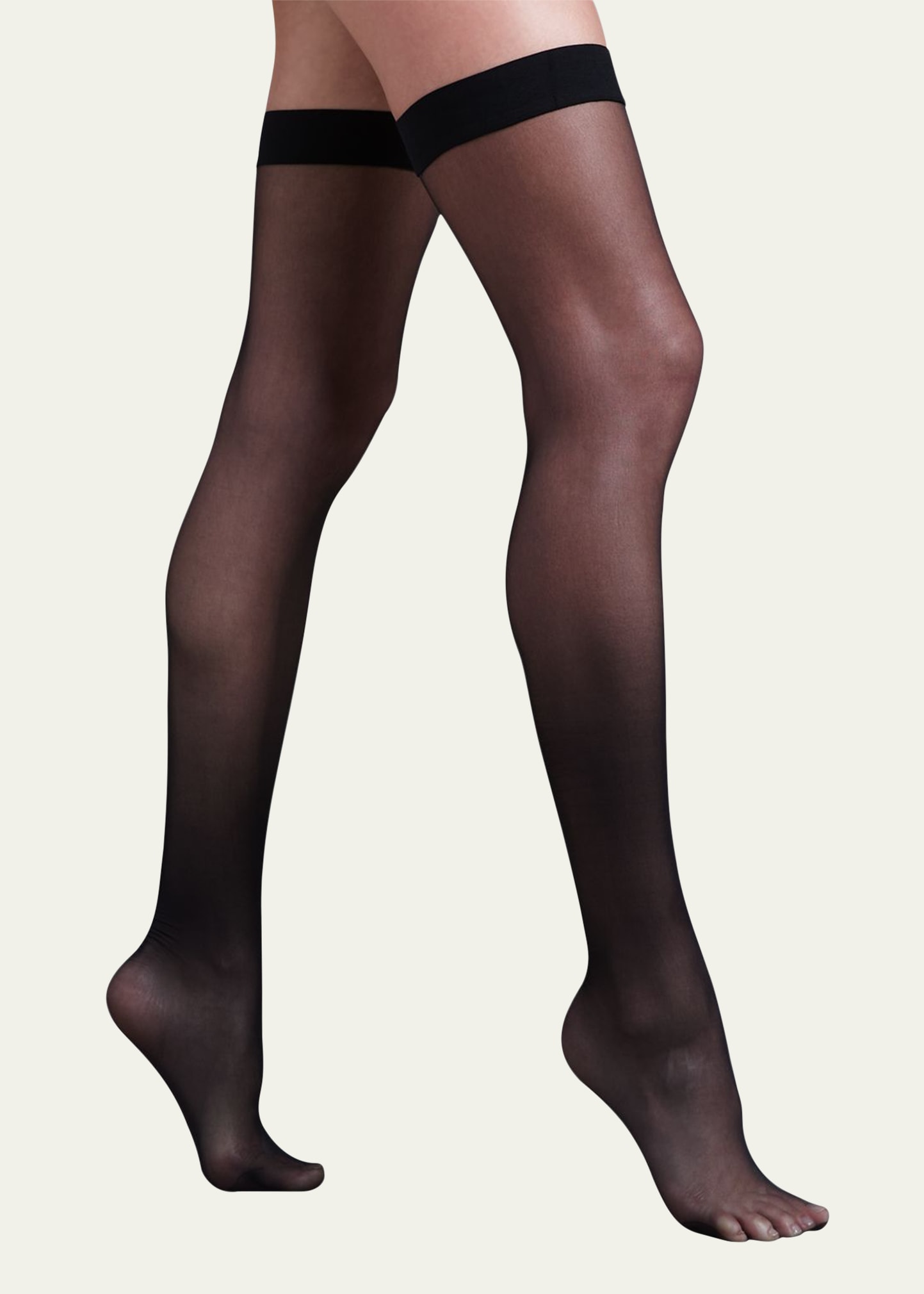 Wolford Individual 10 Stay-Up Stockings in Black