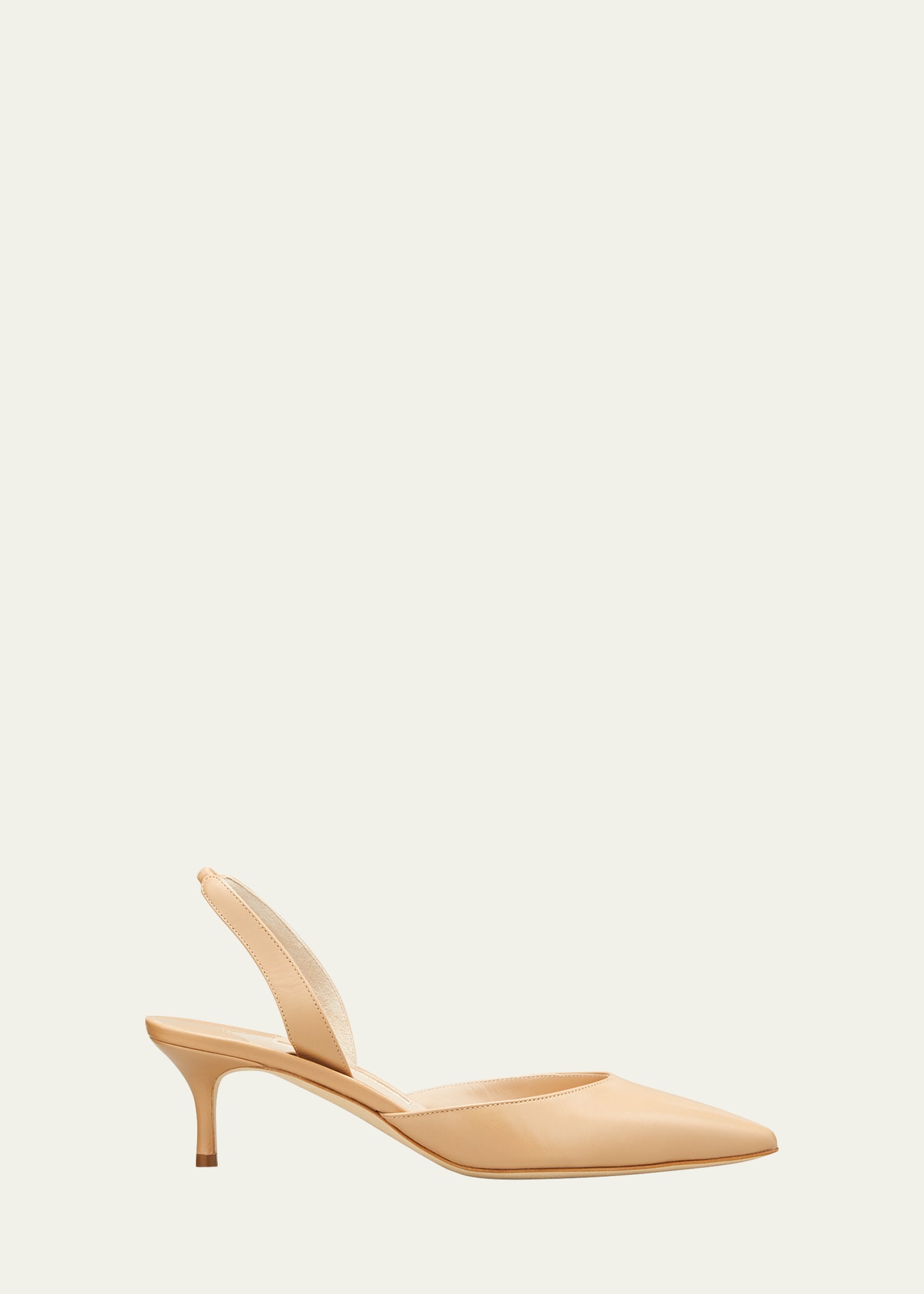 Manolo Blahnik Carolyne Leather Low-Heel Slingback Pump