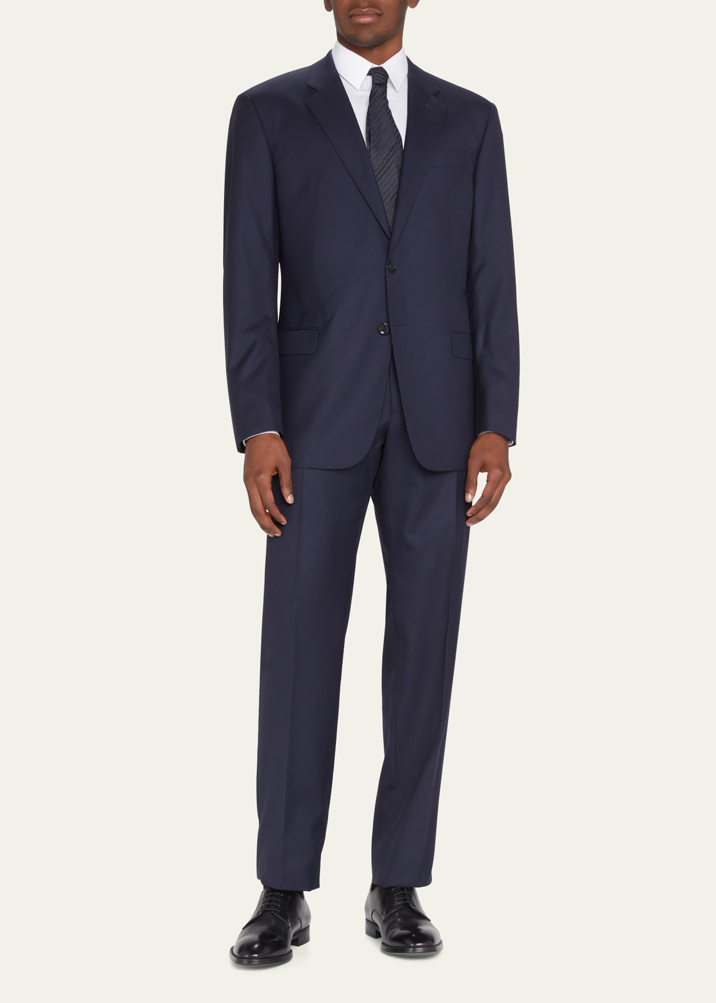 Giorgio Armani Two Button Soft Basic Suit Navy Bergdorf Goodman