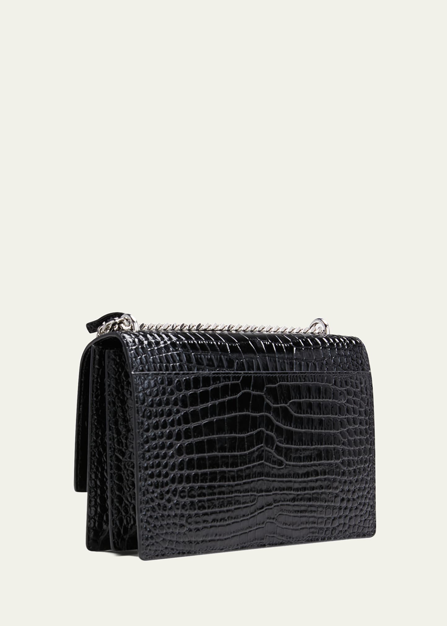 Saint Laurent Sunset Medium YSL Crossbody Bag in Croc-Embossed