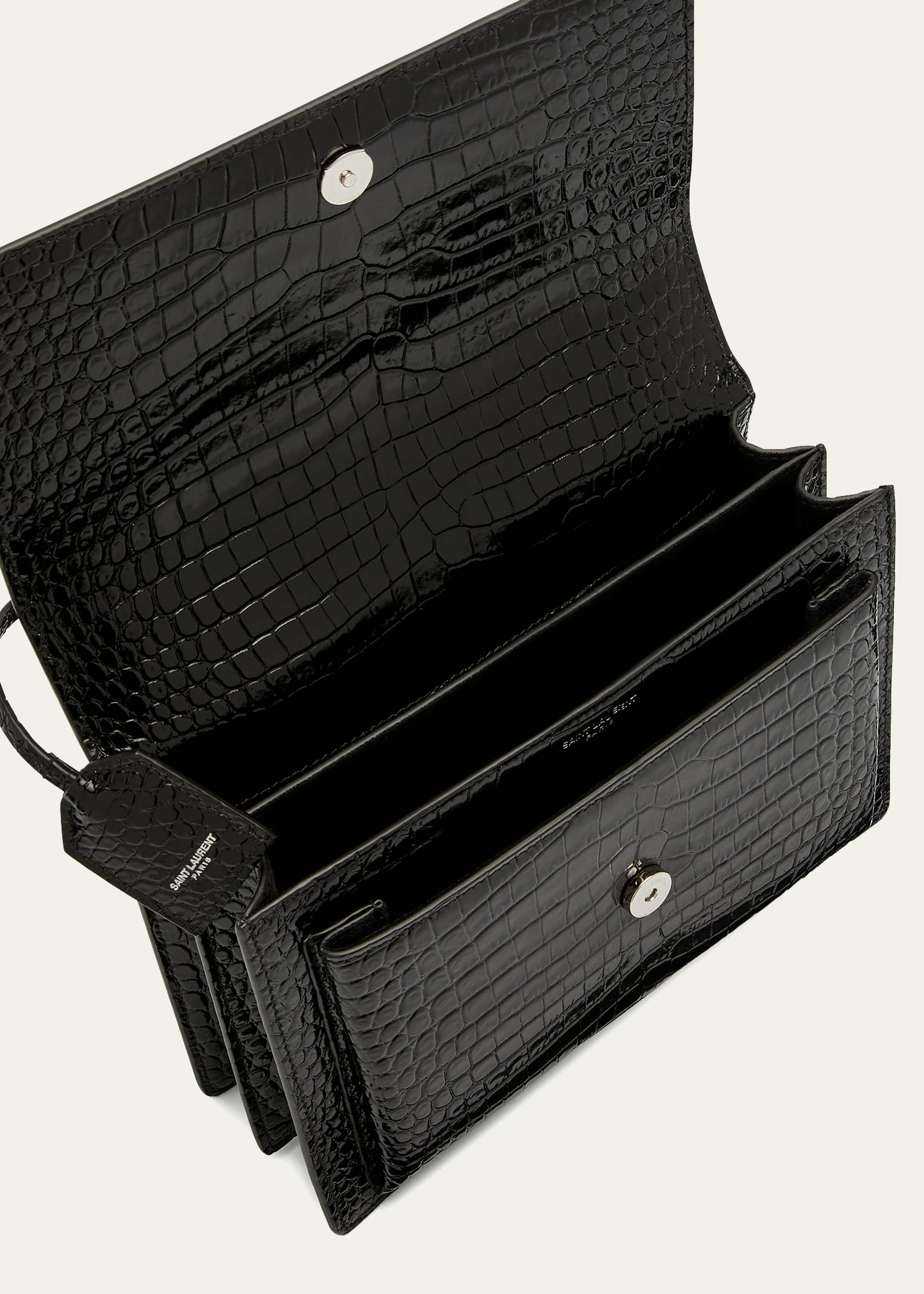 Saint Laurent Sunset Medium YSL Crossbody Bag in Croc-Embossed