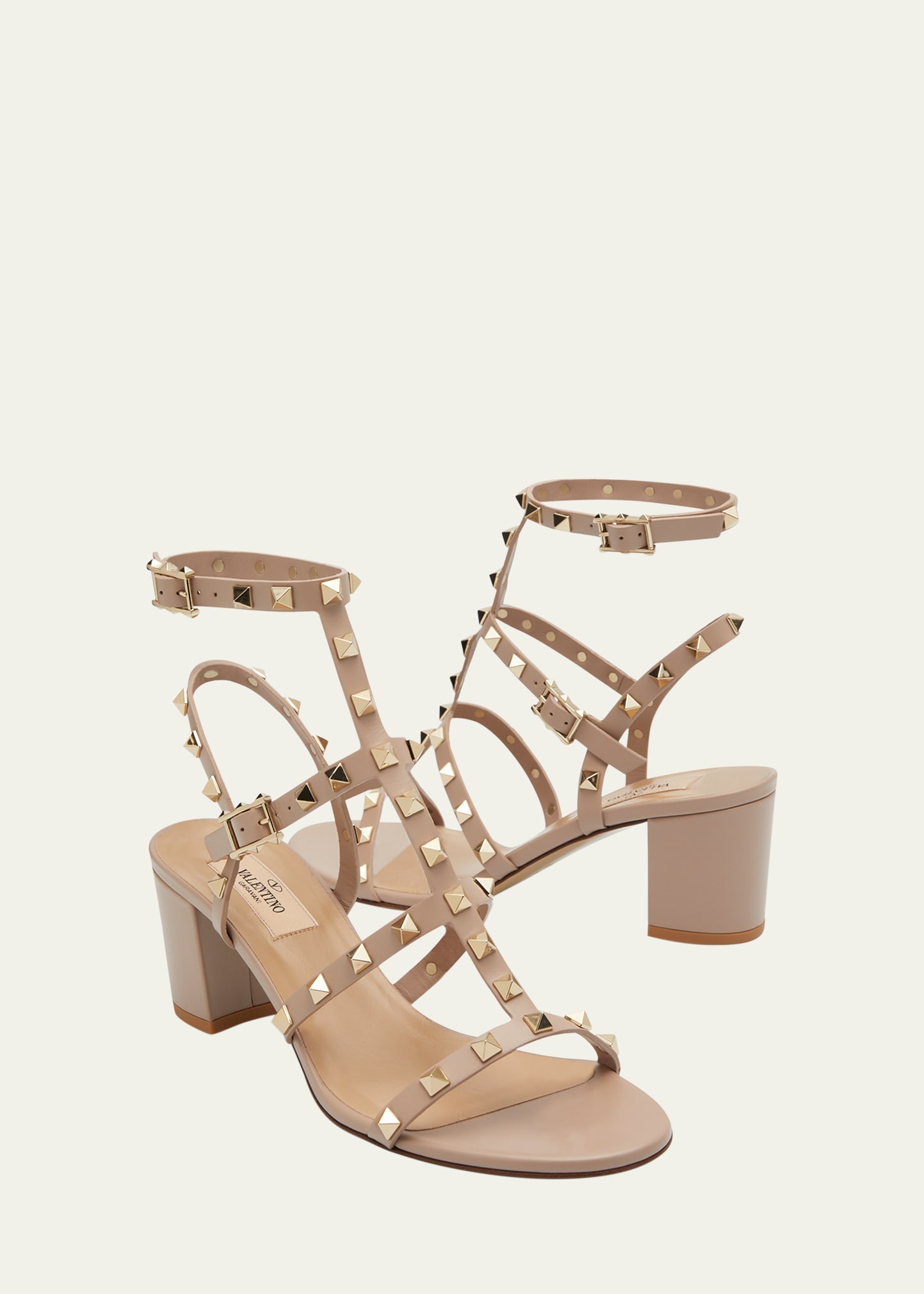 【VALENTINO】 Rockstud Sandals Valentino Garavani - Rockstud Skin Metallic Leather Sandal, 70mm