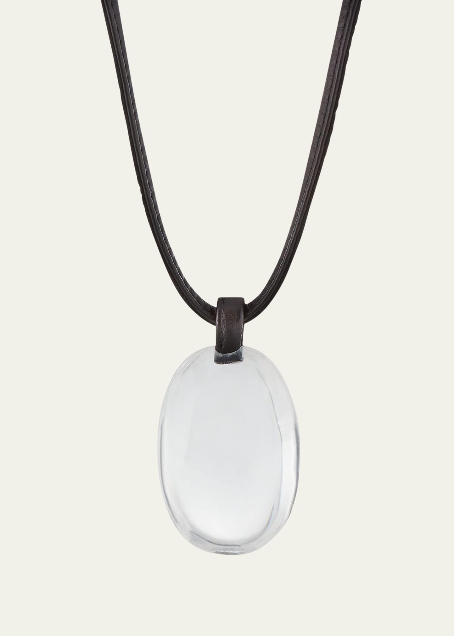Eskandar Crystal Pendant Necklace on Leather Cord