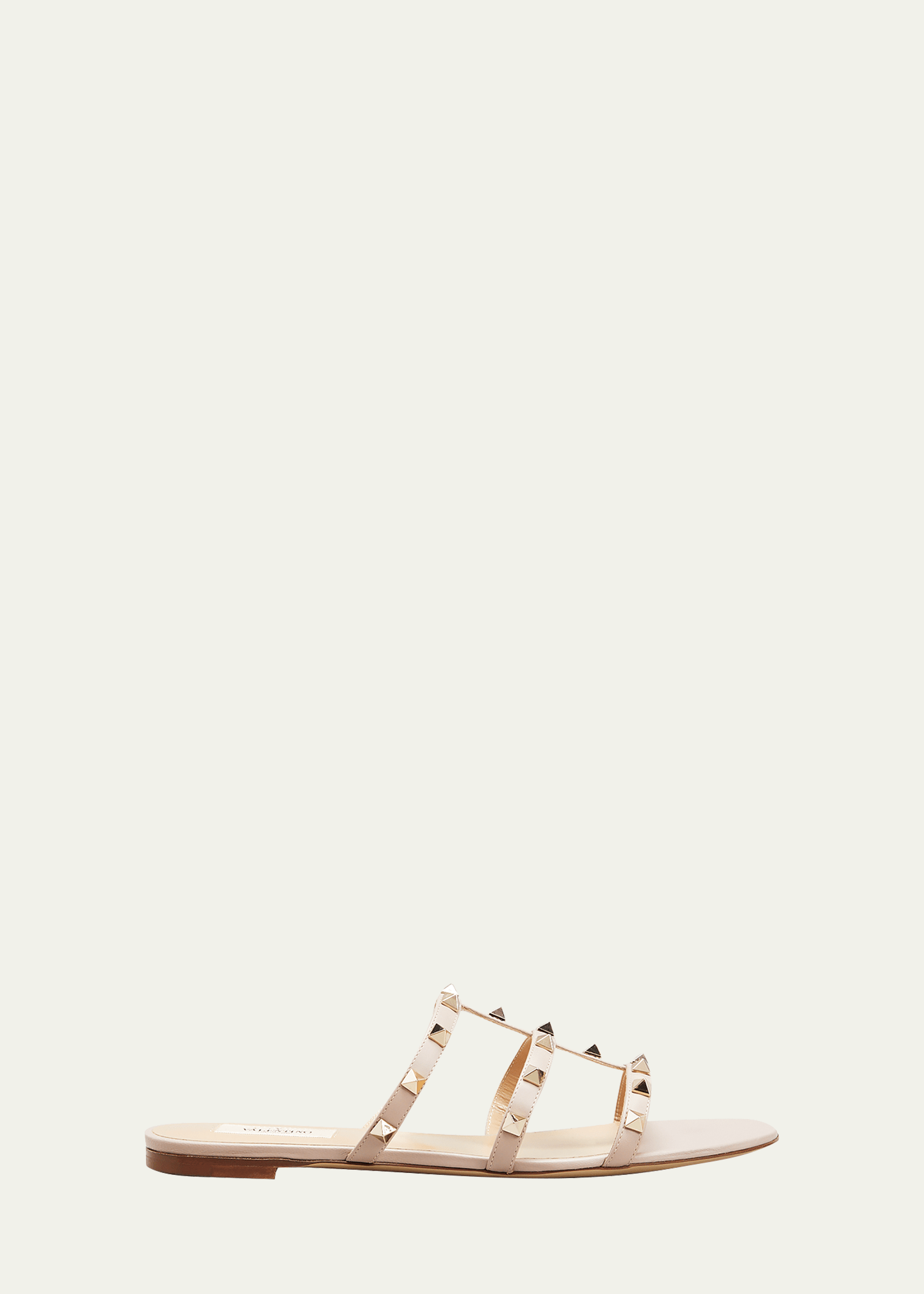 Rockstud caged cheap flat slide sandal