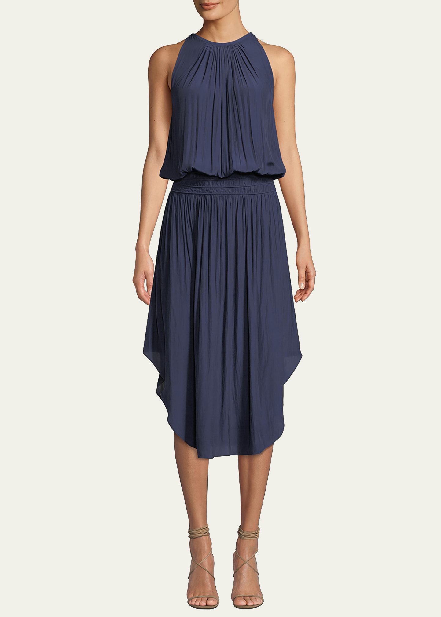 ramy brook audrey midi dress Ramy Brook Audrey Smocked Midi Dress in Navy