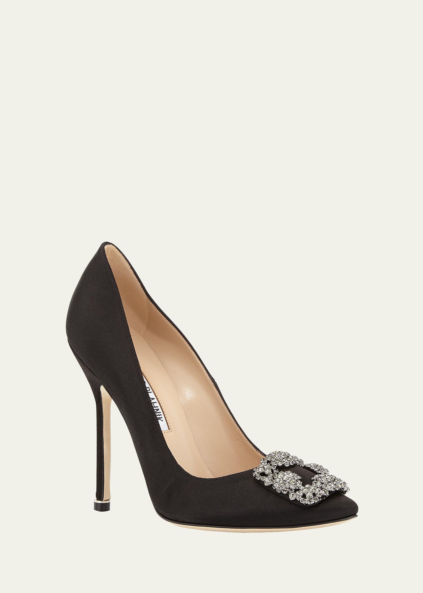 Manolo Blahnik Hangisi 115mm Satin Crystal-Toe Pump - Bergdorf Goodman