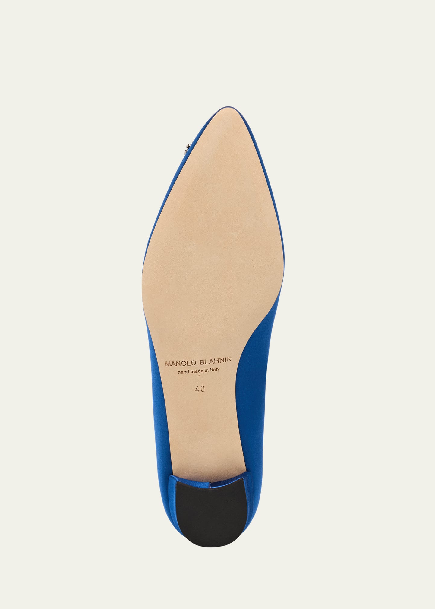 Manolo Blahnik Hangisi Crystal-Buckle Satin Flat - Bergdorf Goodman