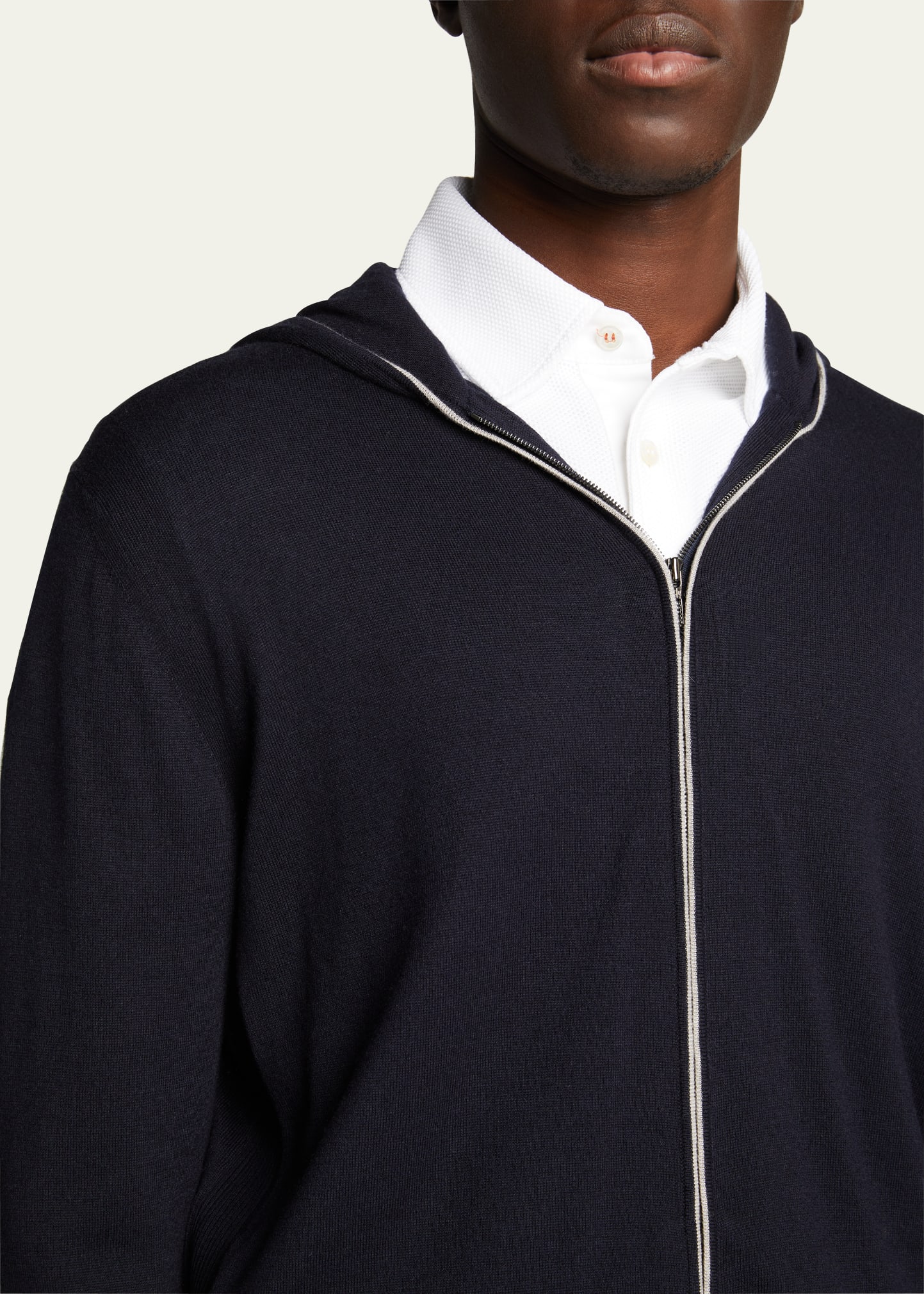 Loro Piana Cashmere-Cotton Zip-Front Hoodie - Bergdorf Goodman