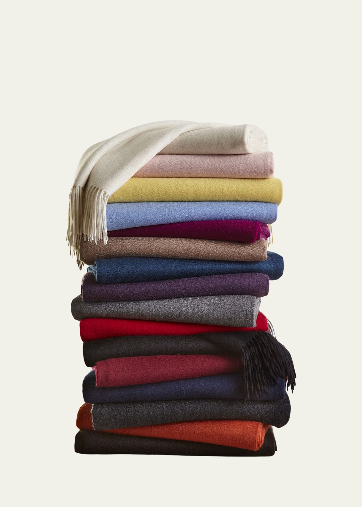 Sofia Cashmere Fringed Cashmere Throw - Navy