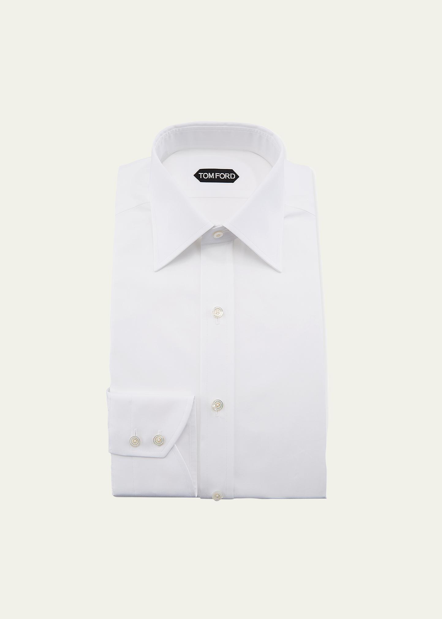 TOM FORD Solid Barrel-Cuff Dress Shirt, White - Bergdorf Goodman
