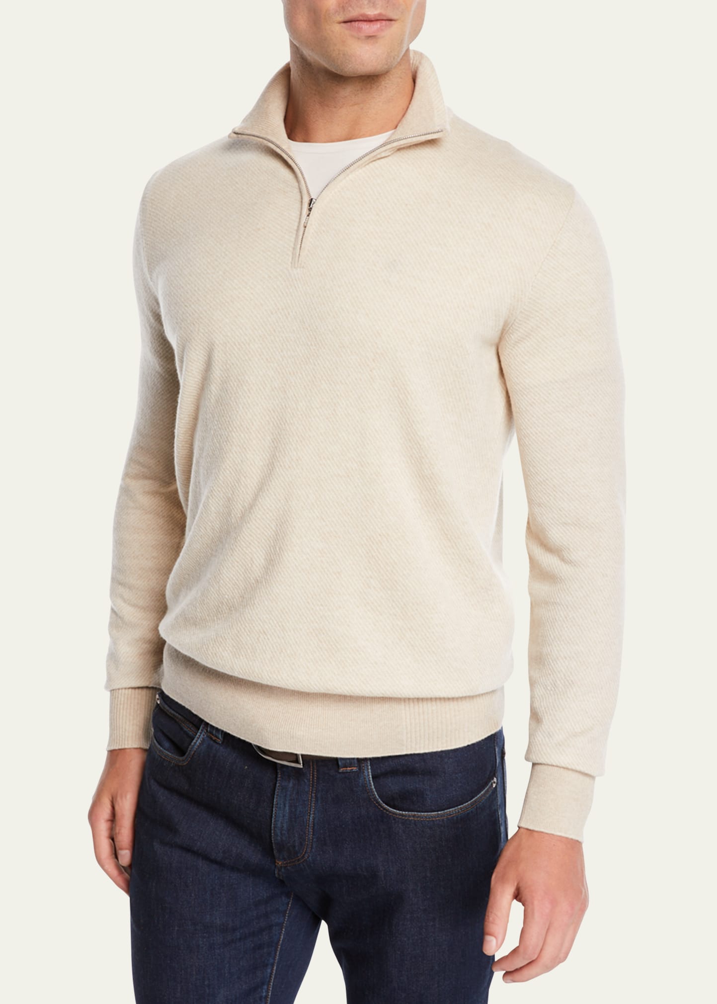 Loro Piana Men's Roadster 1/4-Zip Cashmere Sweater - Bergdorf Goodman