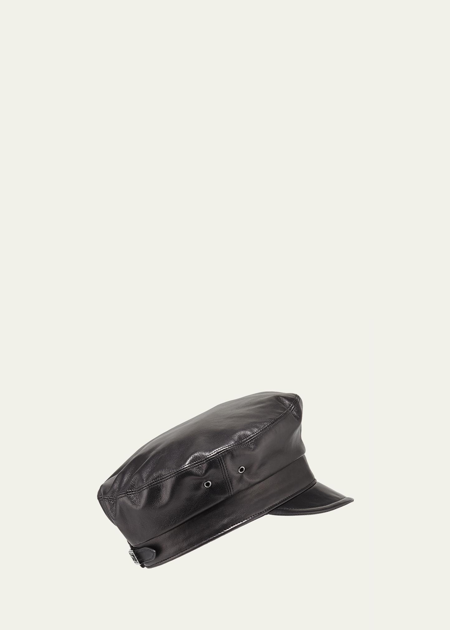Eric Javits Night Porter Leather Newsboy Cap - Bergdorf Goodman