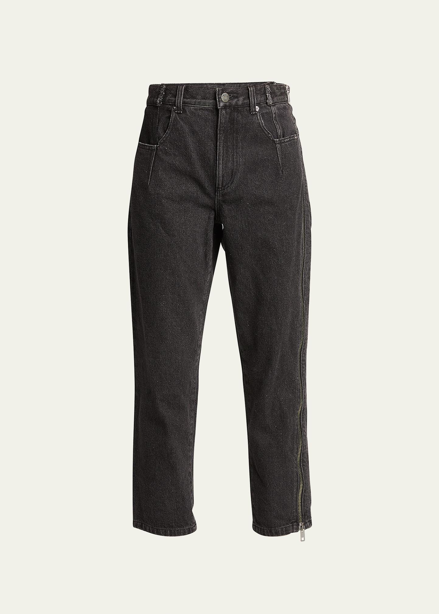 3.1 Phillip Lim Straight-Leg Cropped Jeans with Side Zipper Detail