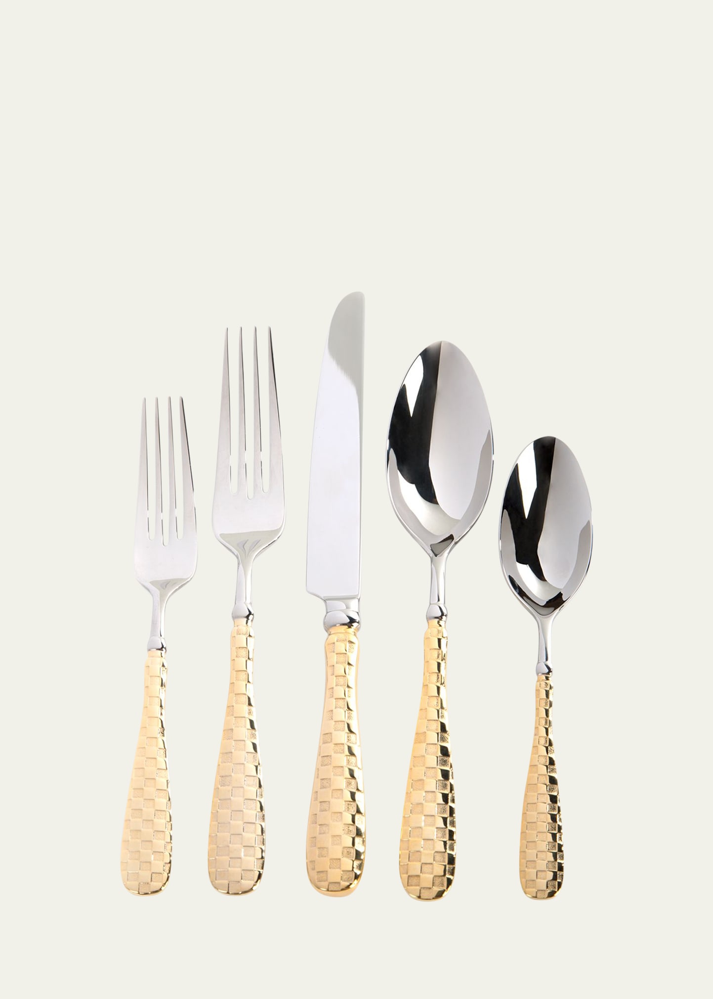 MacKenzie-Childs 5-Piece Check Gold-Plate Place Setting