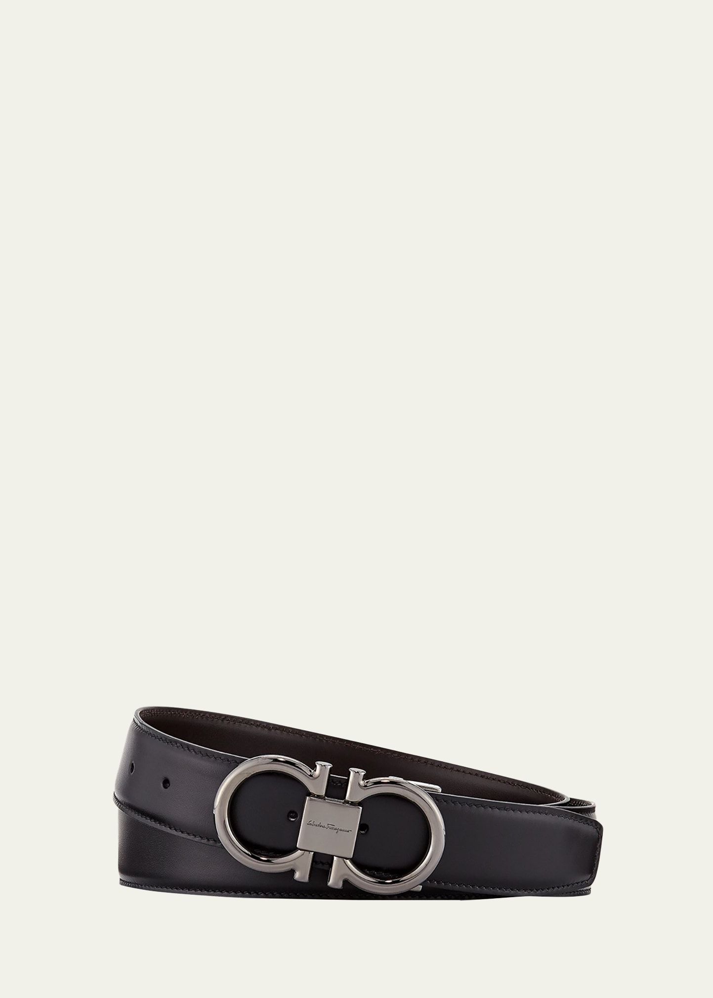 Salvatore Ferragamo Men's Reversible Leather Belt - Black Size 36