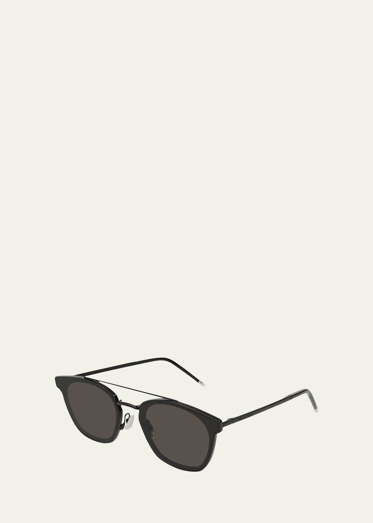 Saint Laurent Men's Metal Flush-Lens Brow-Bar Sunglasses, Black - Main Image