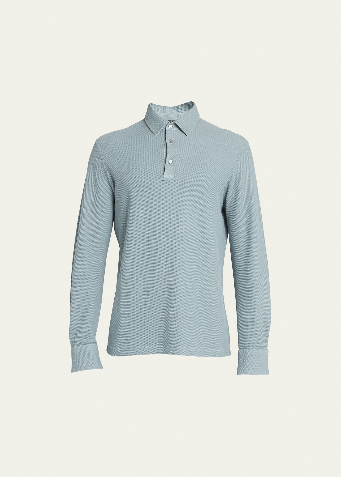 Loro Piana Men's Long-Sleeve Pique Polo Shirt - Bergdorf Goodman