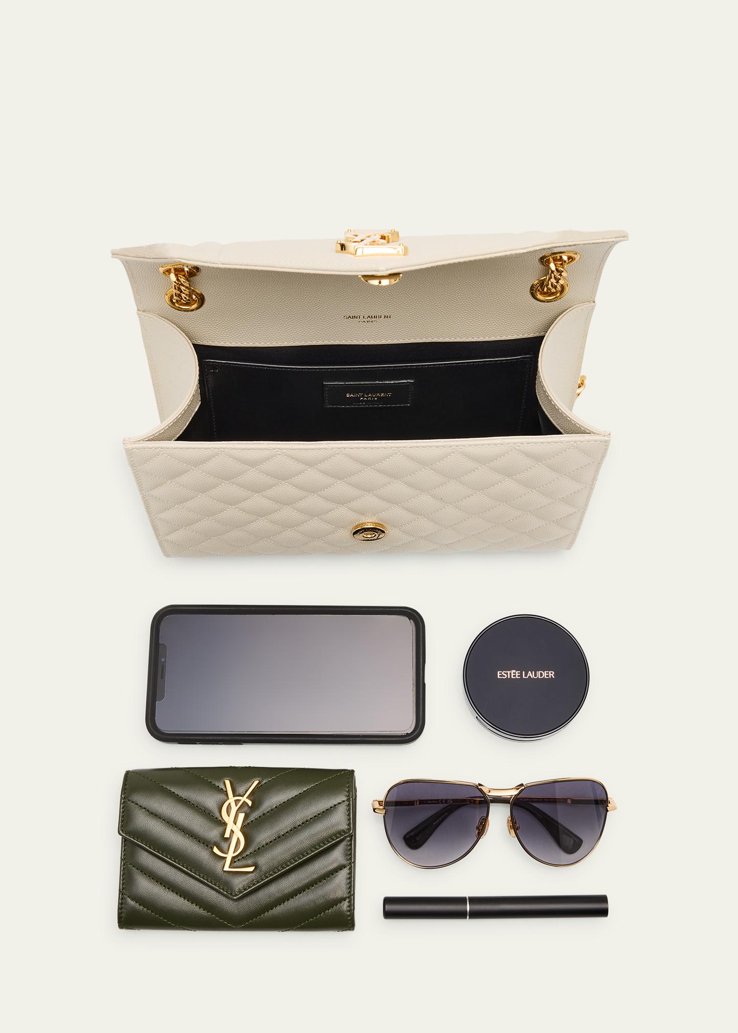 Saint Laurent Envelope Triquilt Medium YSL Shoulder Bag in Grained