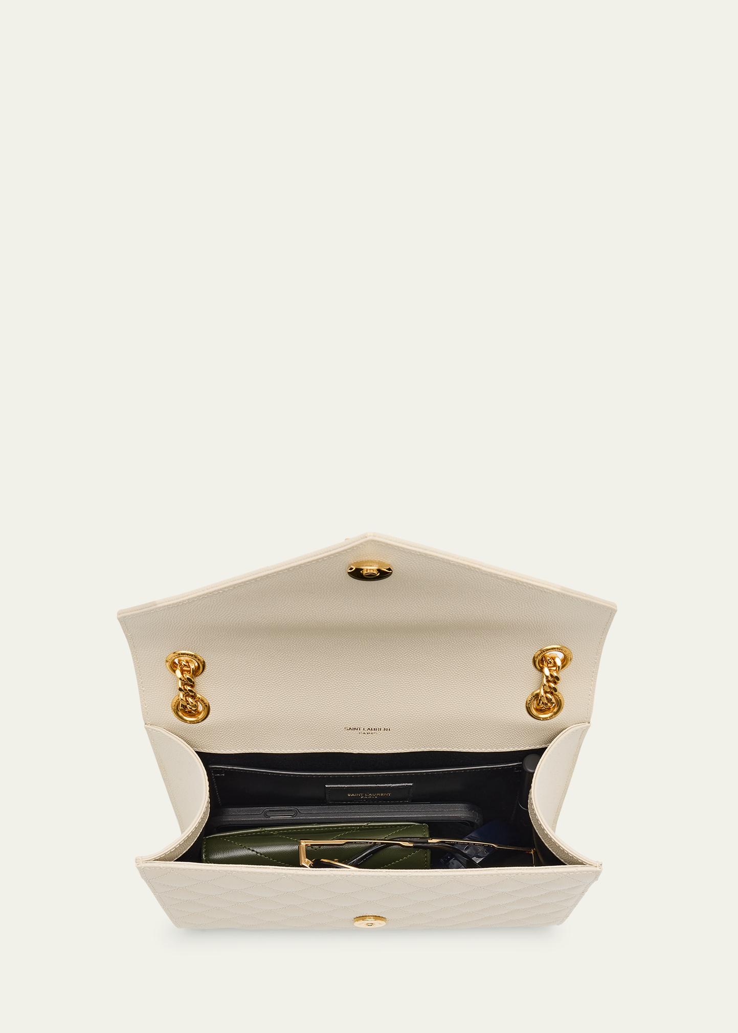 Saint Laurent Envelope Triquilt Medium YSL Shoulder Bag in Grained