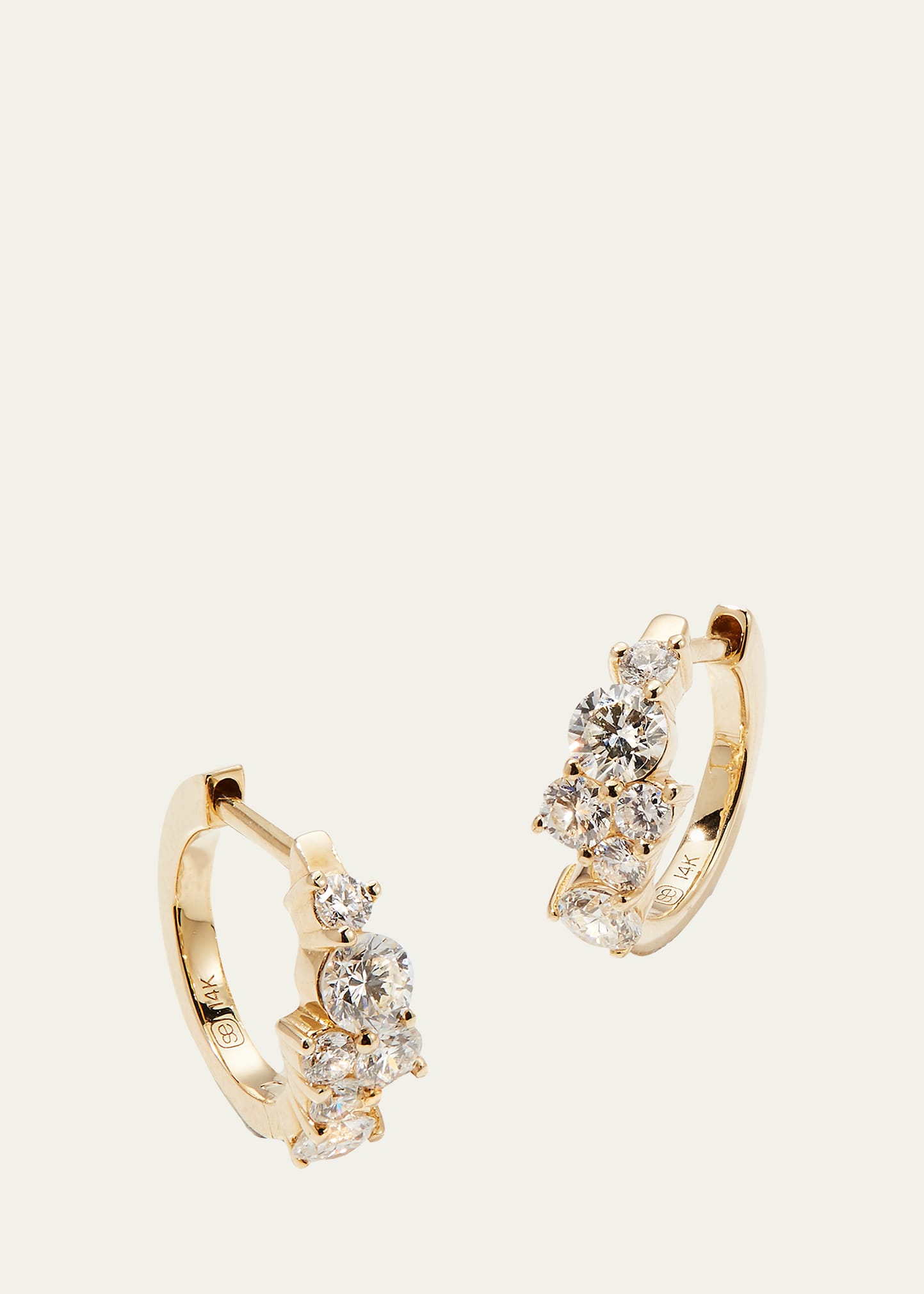 シングルピアス【SYDNEY EVAN】ゴールド＆ダイヤモンド 6mm Sydney Evan Cocktail 14k Gold Diamond Huggie Hoop Earrings