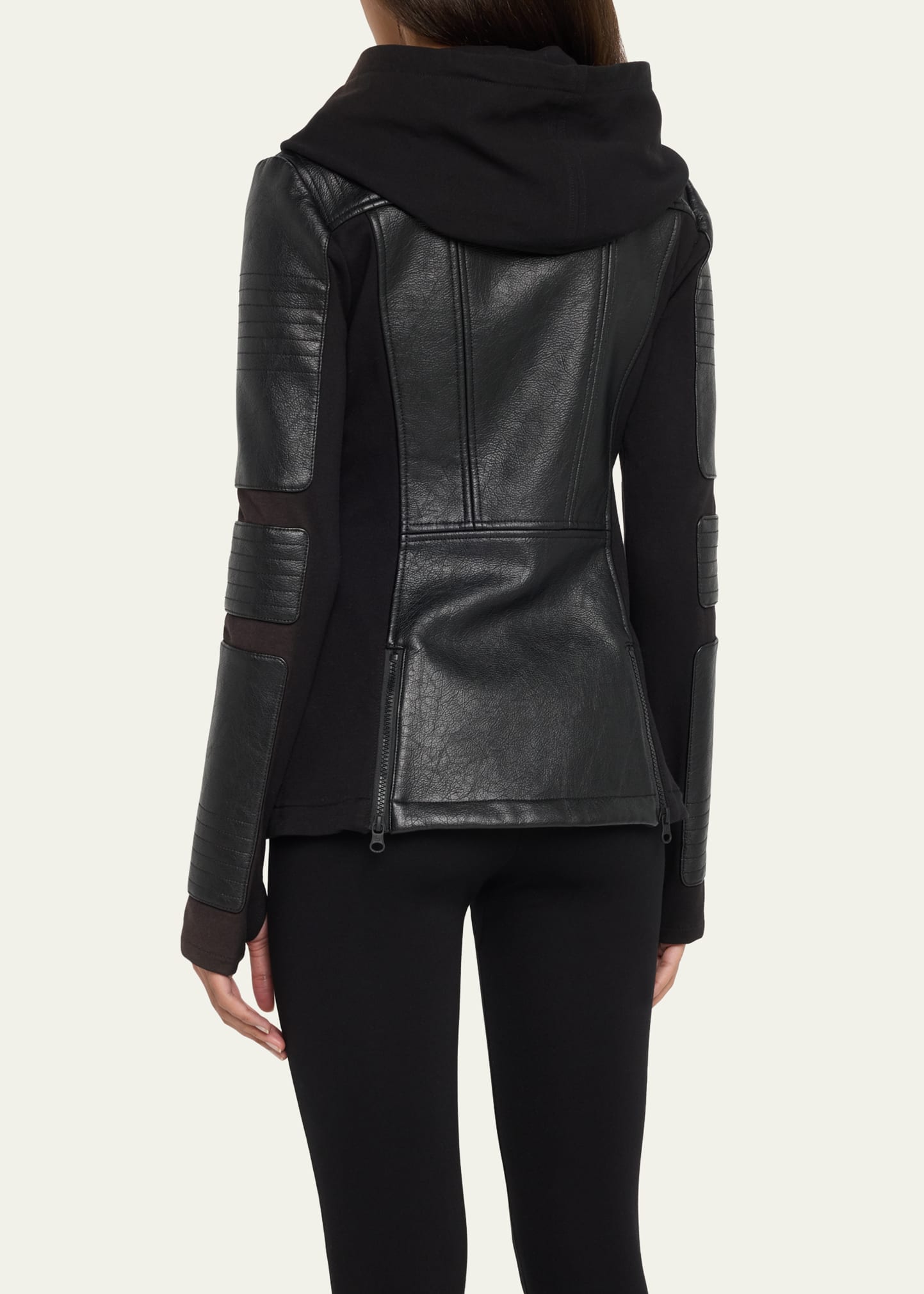 Blanc Noir Asymmetrical Hooded Terry Moto Jacket Bergdorf Goodman