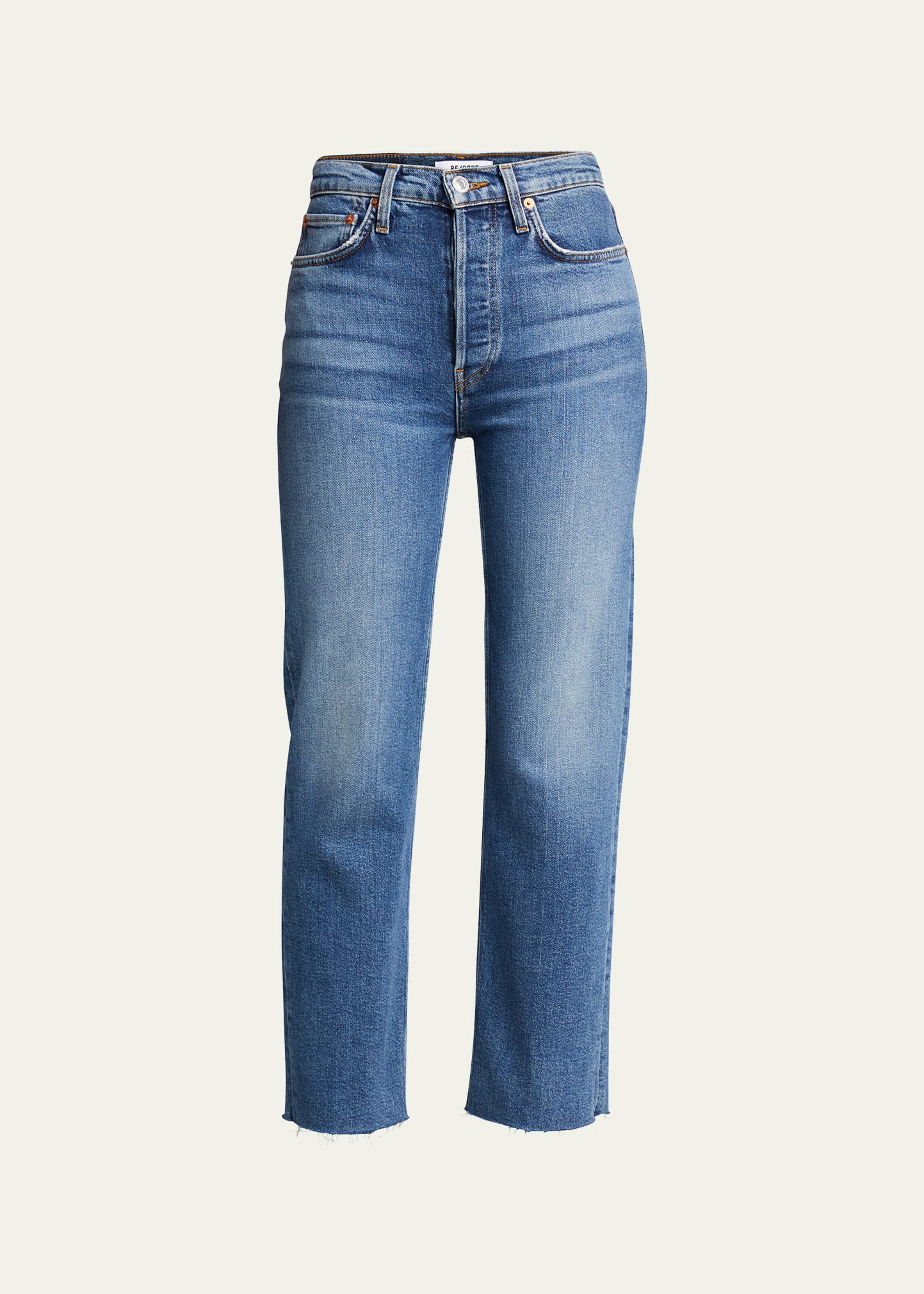 RE/DONE High-Rise Stovepipe Jeans with Raw-Edge Hem - Bergdorf Goodman