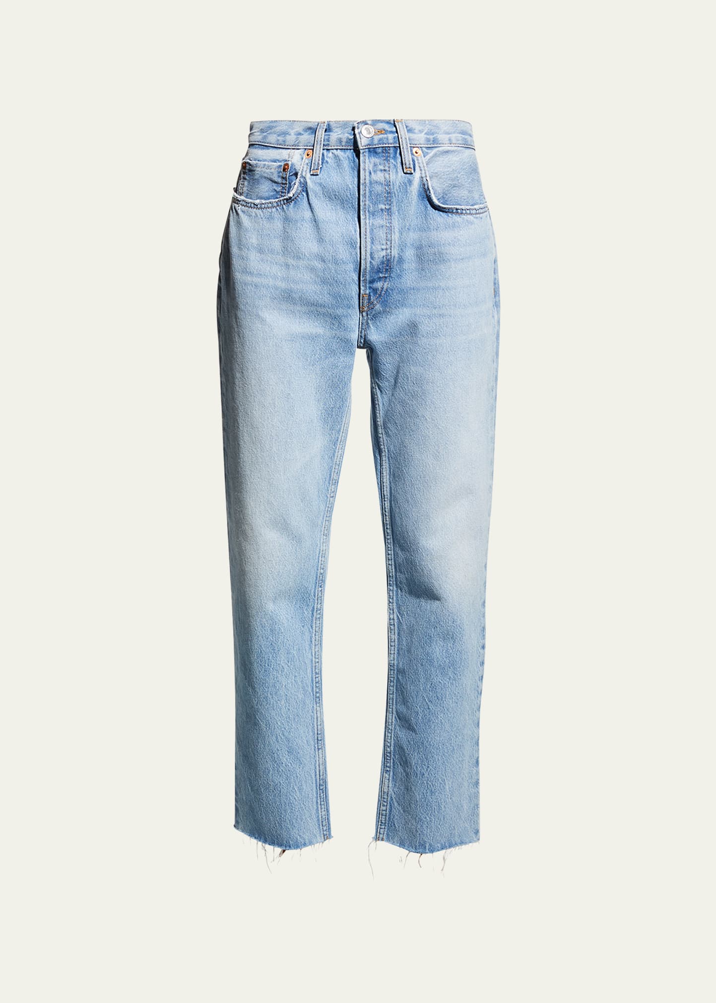 RE/DONE High-Rise Stovepipe Jeans with Raw-Edge Hem - Bergdorf Goodman