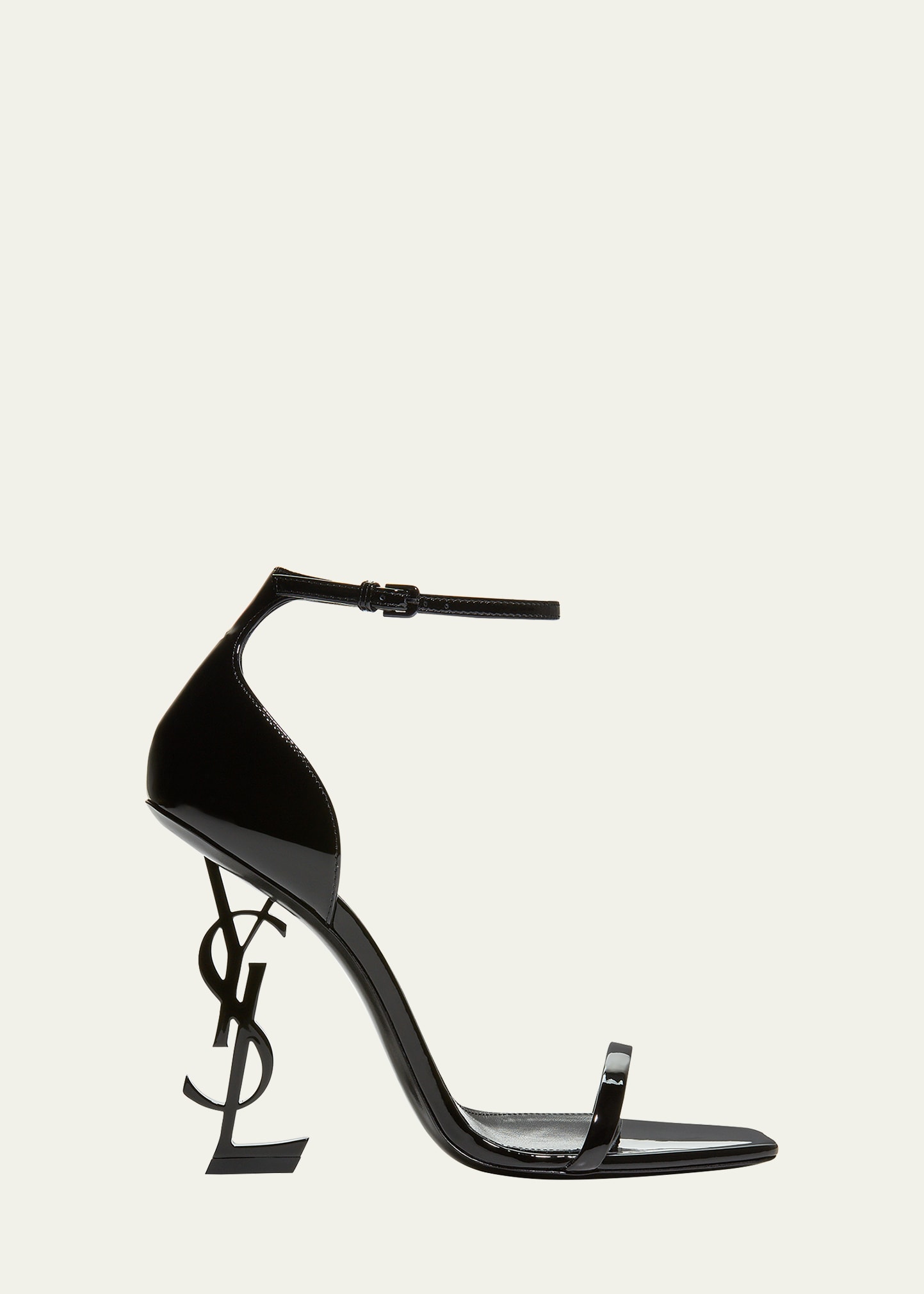 Saint Laurent Opyum YSL Logo-Heel Sandals with Black Hardware