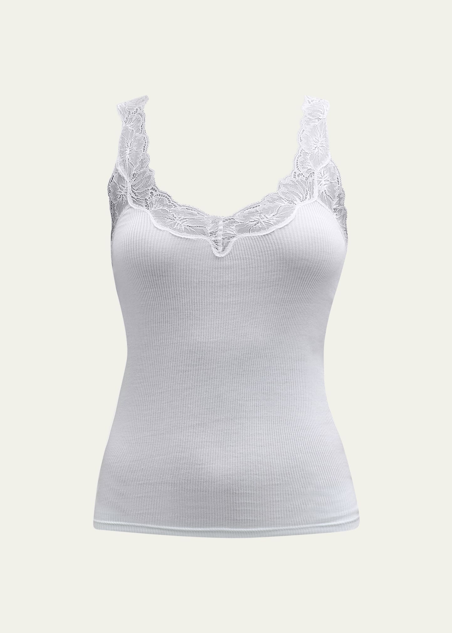 Lace Trim Tank Top Clothing in White - Get great deals at JustFab