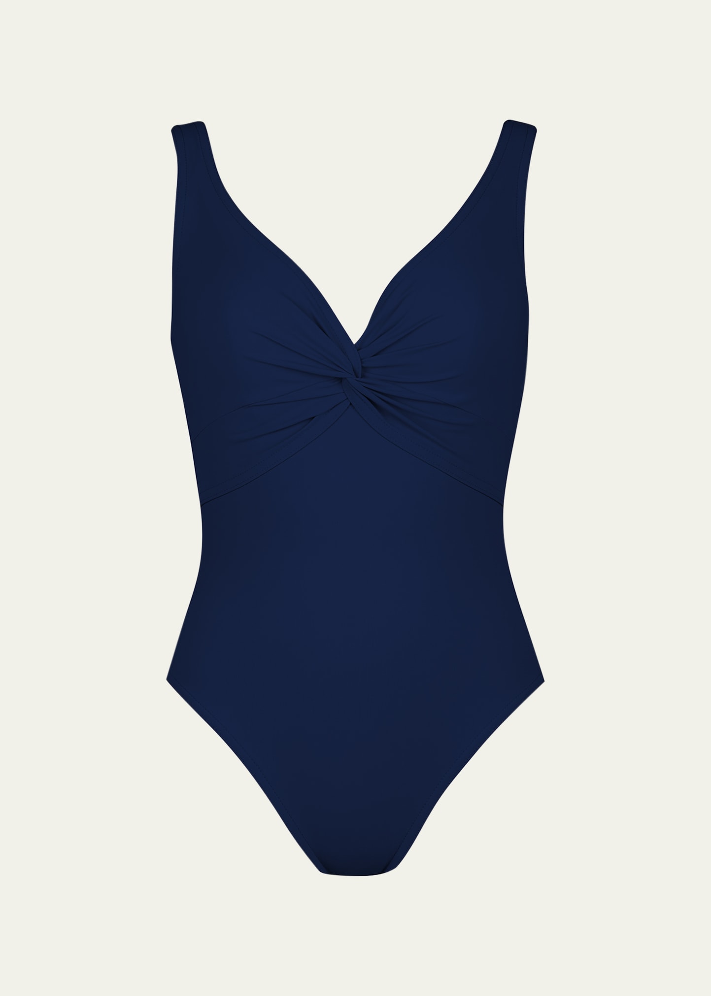 ★MANGOMANYPLEASE★ TINA SHIRRING ONE PIECE_CREAM Karla Colletto Twist-Front Underwire One-Piece Swimsuit
