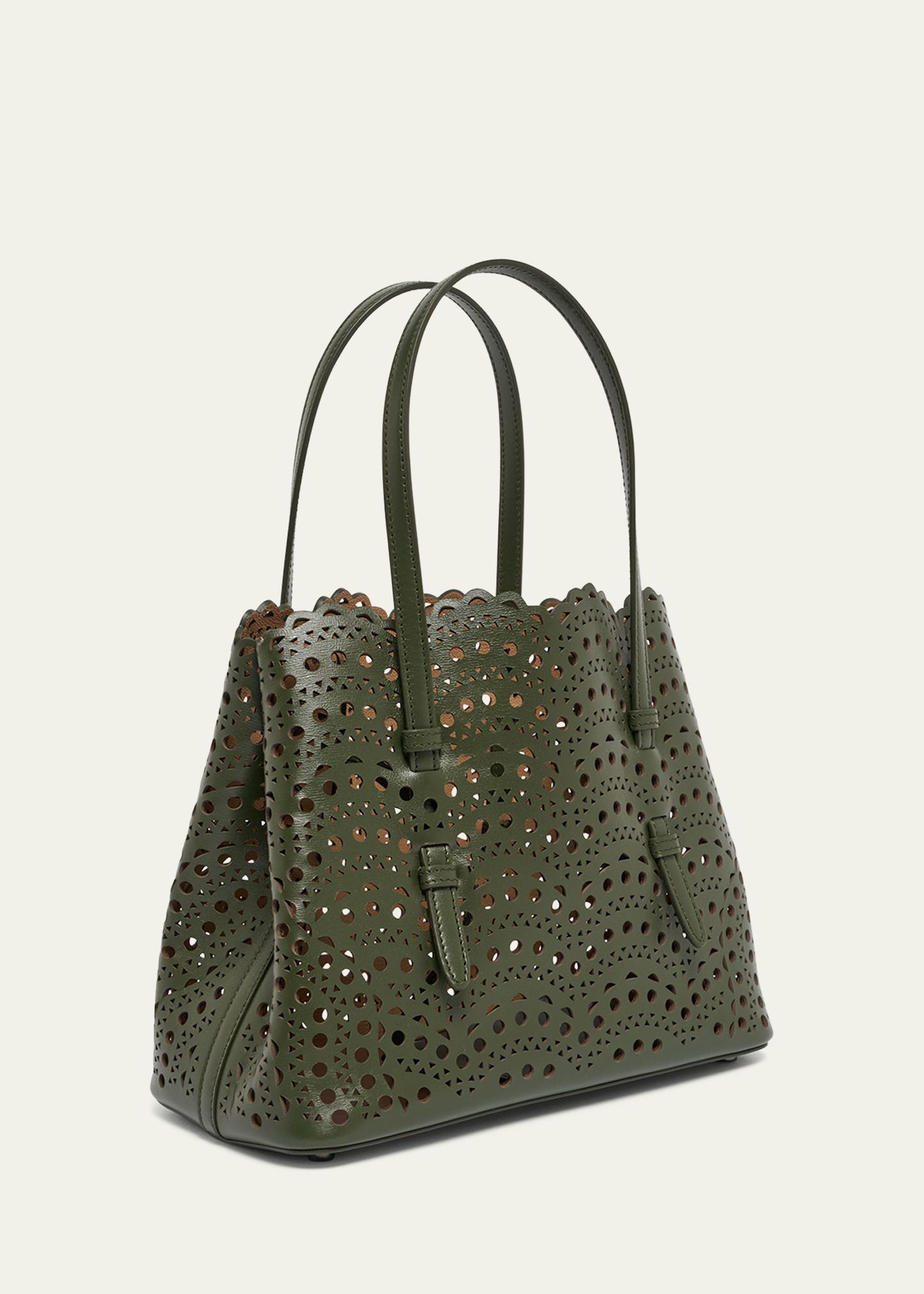 ALAIA Mina 25 Tote Bag in Vienne Wave Perforated Leather 