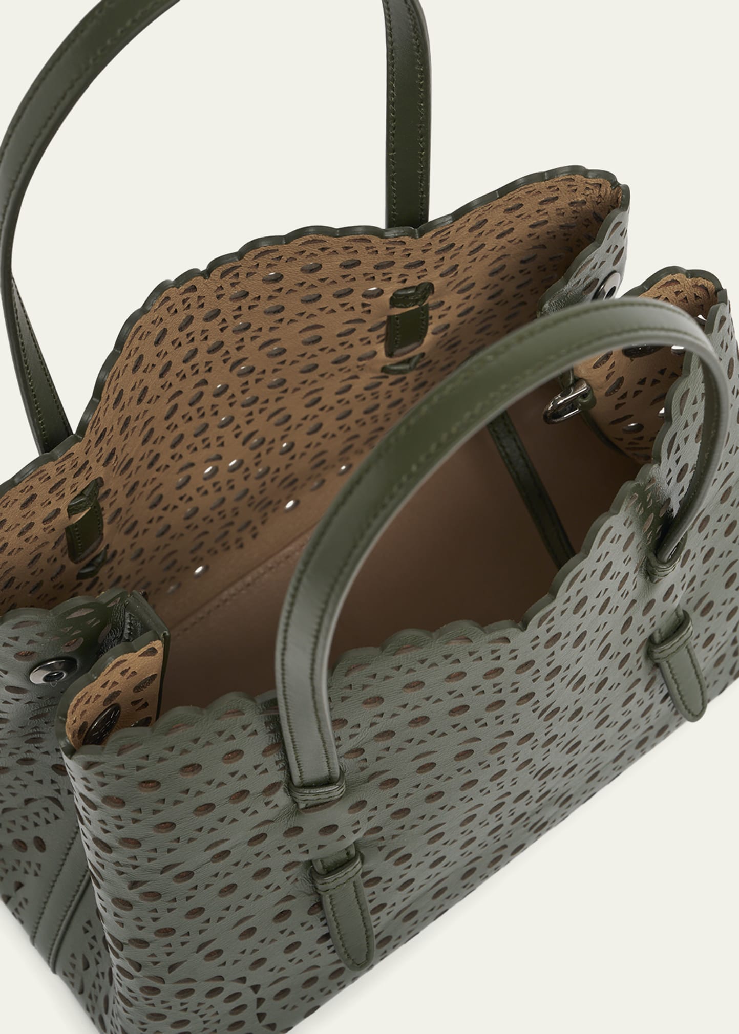 ALAIA Mina 25 Tote Bag in Vienne Wave Perforated Leather