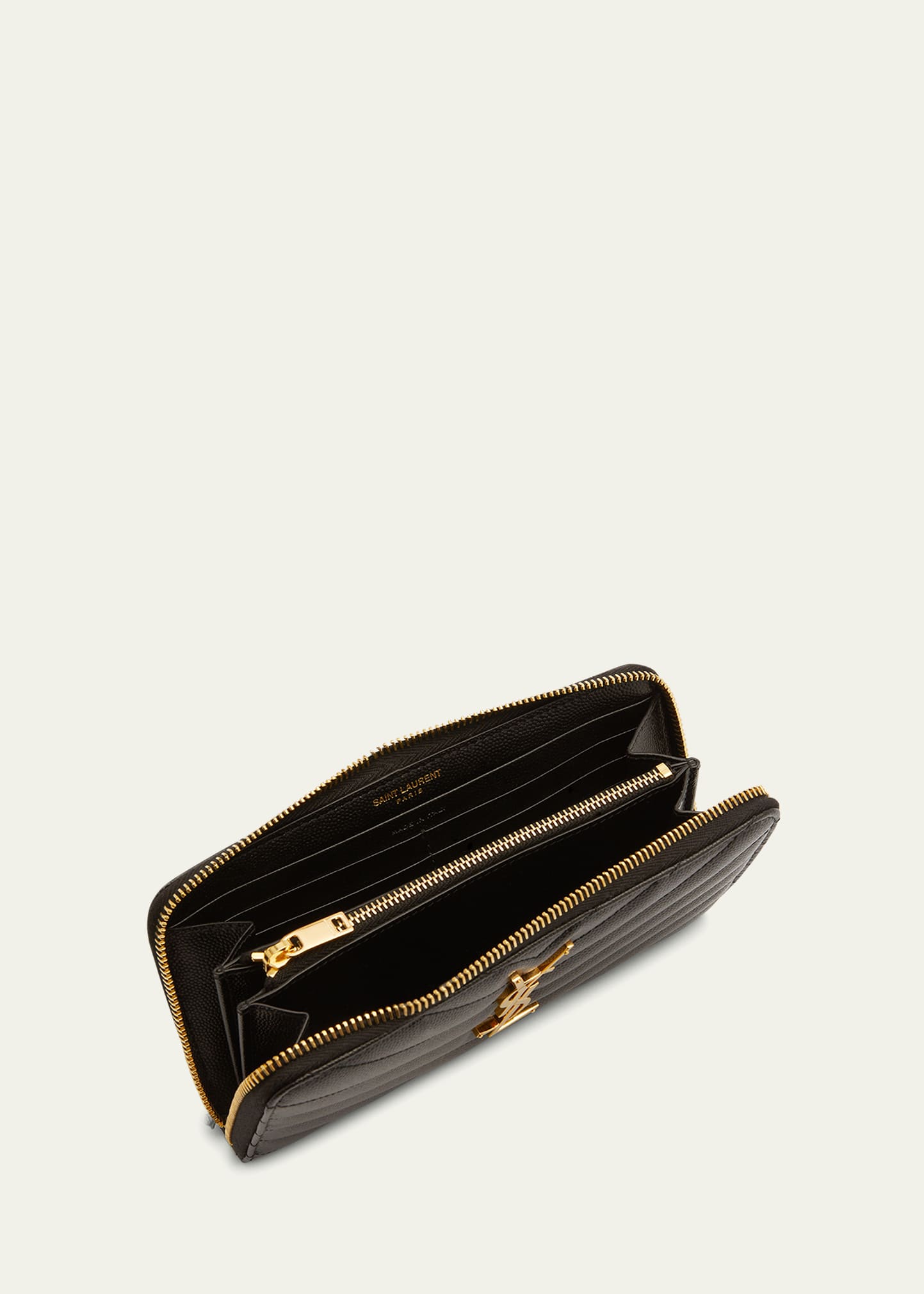 YSL Monogram zip around wallet in grain de poudre sl. 