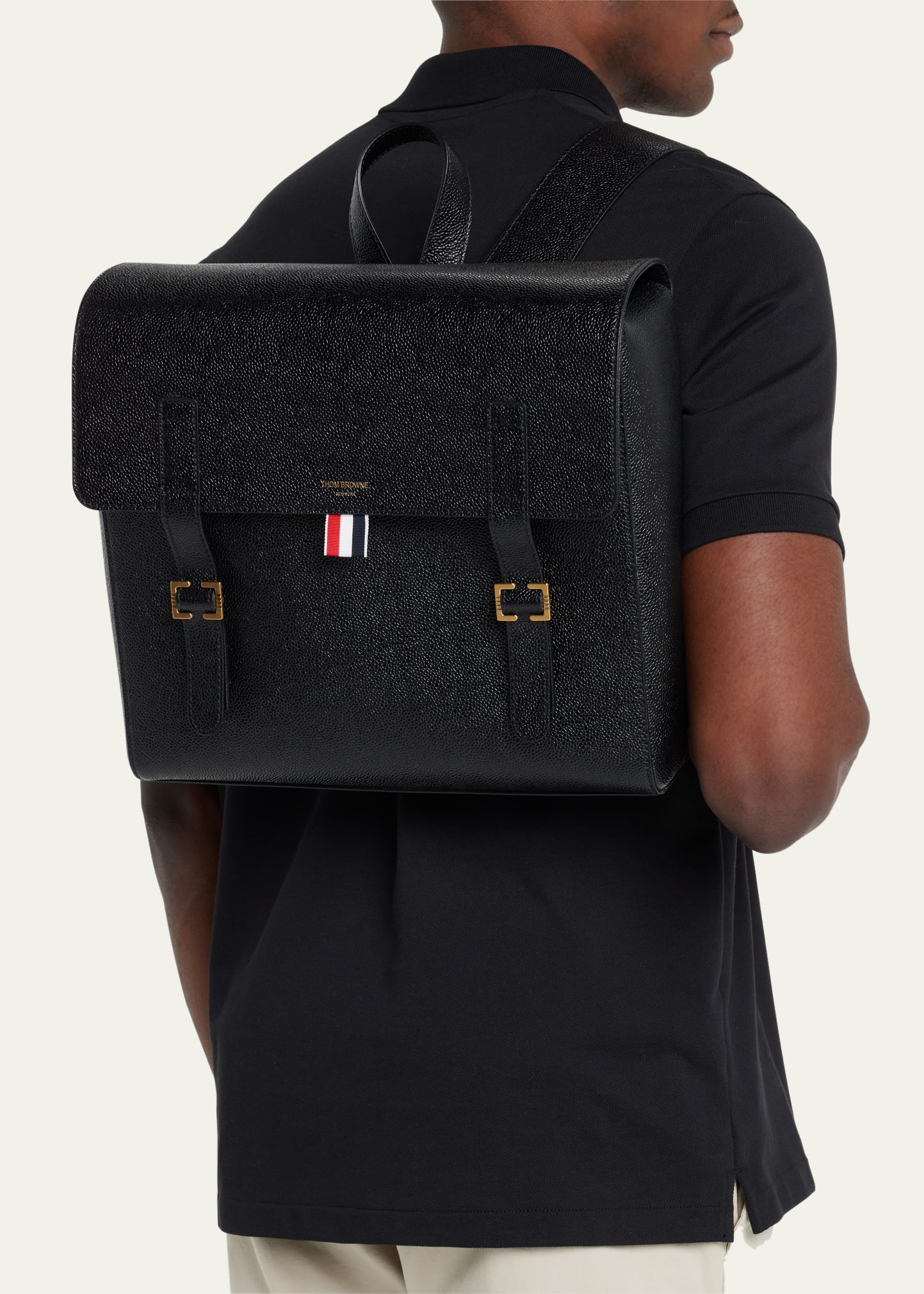 Thom Browne Men's Grained Leather Backpack - Bergdorf Goodman