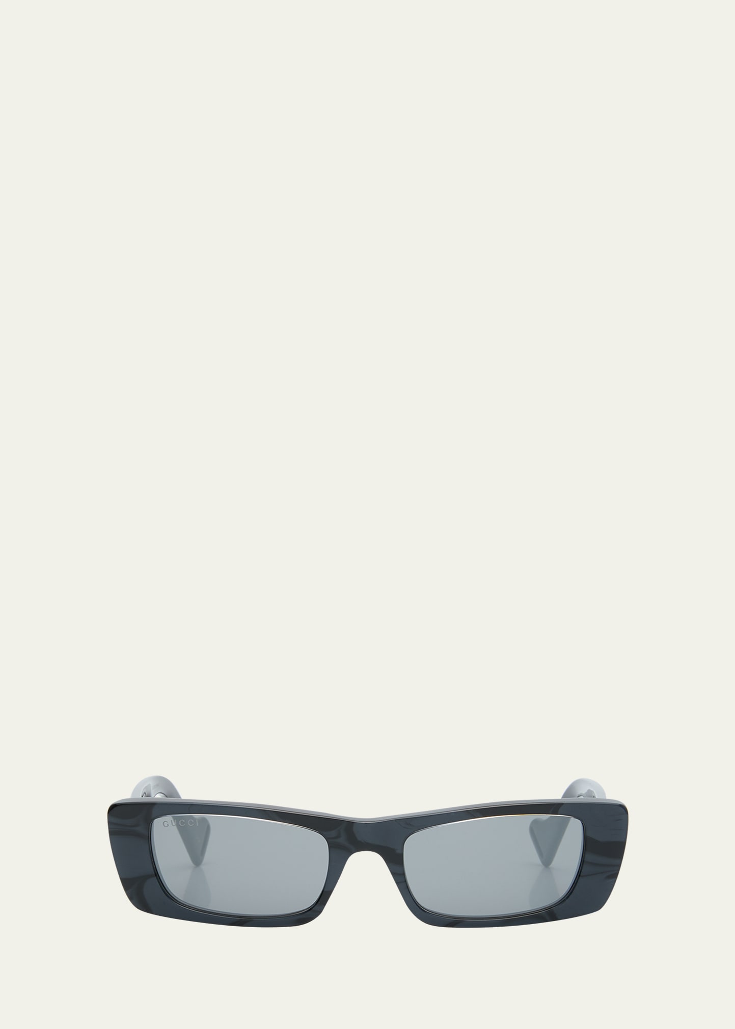 Gucci Monochromatic Rectangle Sunglasses w/ Interlocking G Temples