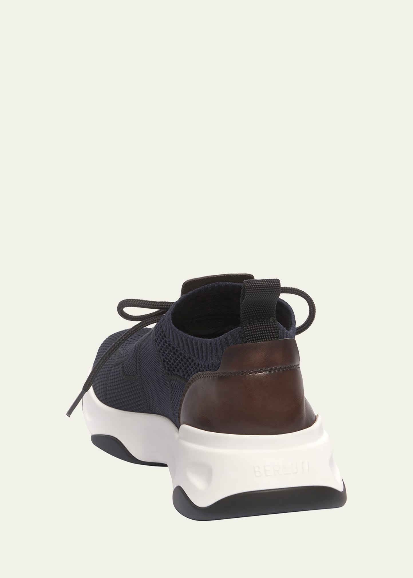 Berluti Men's Shadow Knit Sneaker with Leather Details