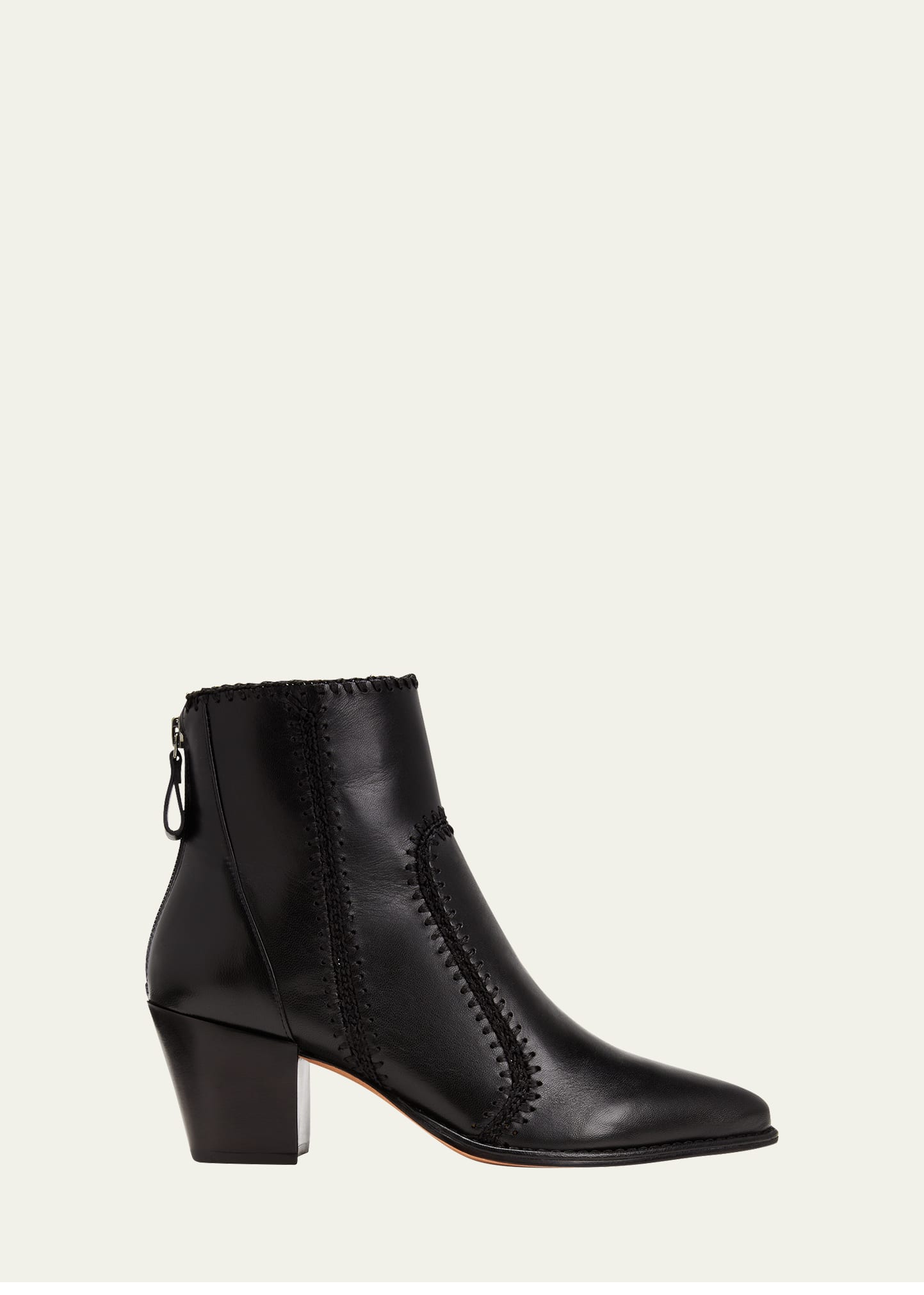 Alexandre Birman Benta Stitched Leather Block Heel Booties Bergdorf Goodman