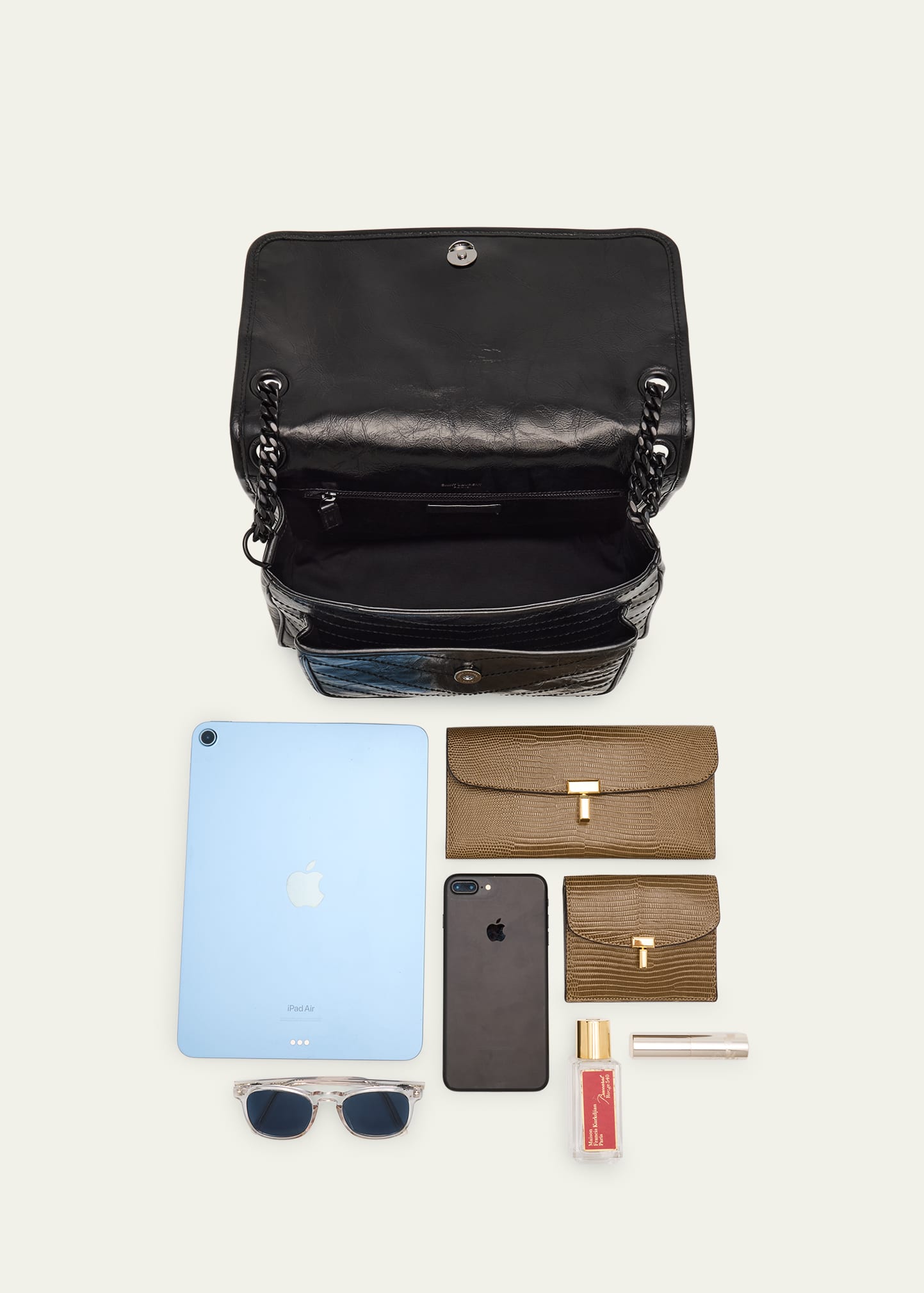 Saint Laurent Niki Medium Flap YSL Shoulder Bag in Crinkled