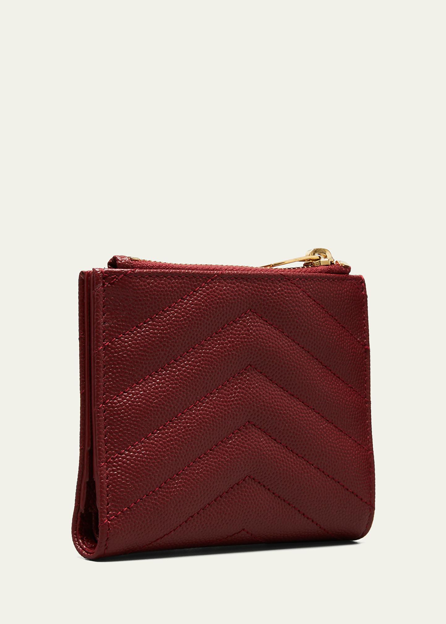 Saint Laurent YSL Monogram Small Ziptop Wallet in Grained Leather